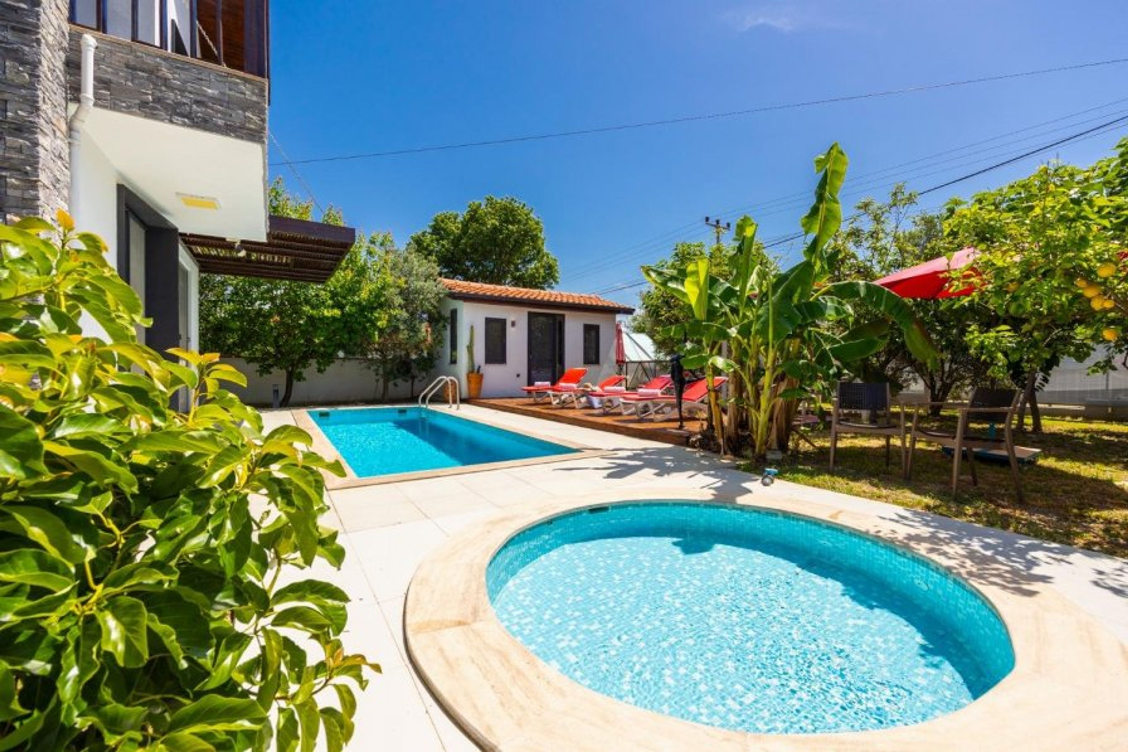 Private pool, terrace, and garden