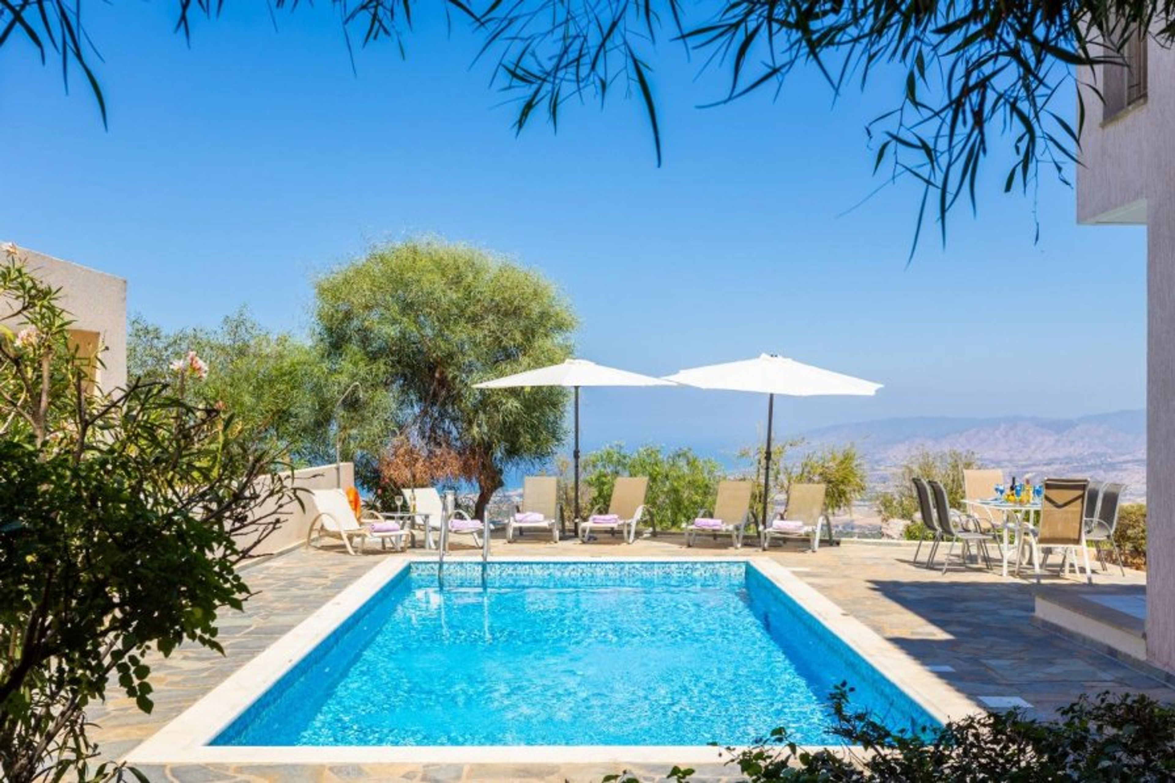 Private pool and terrace with sea views