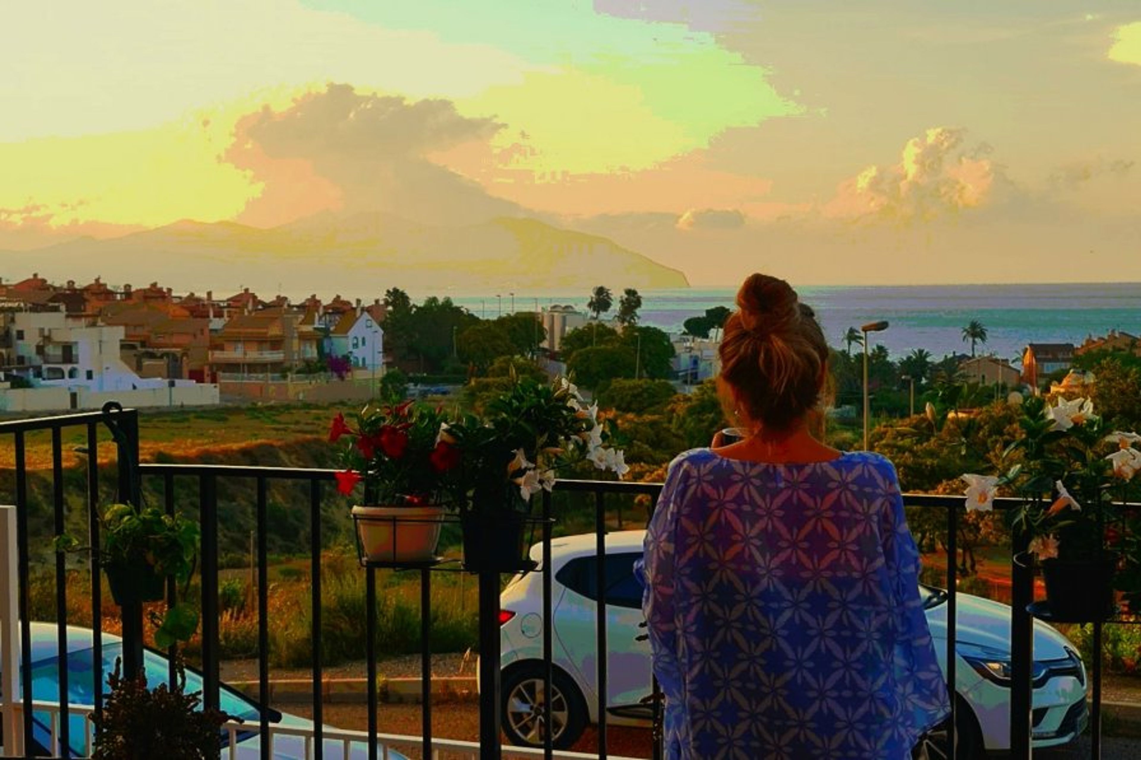 Sea view from lower terrace at SunRise Den