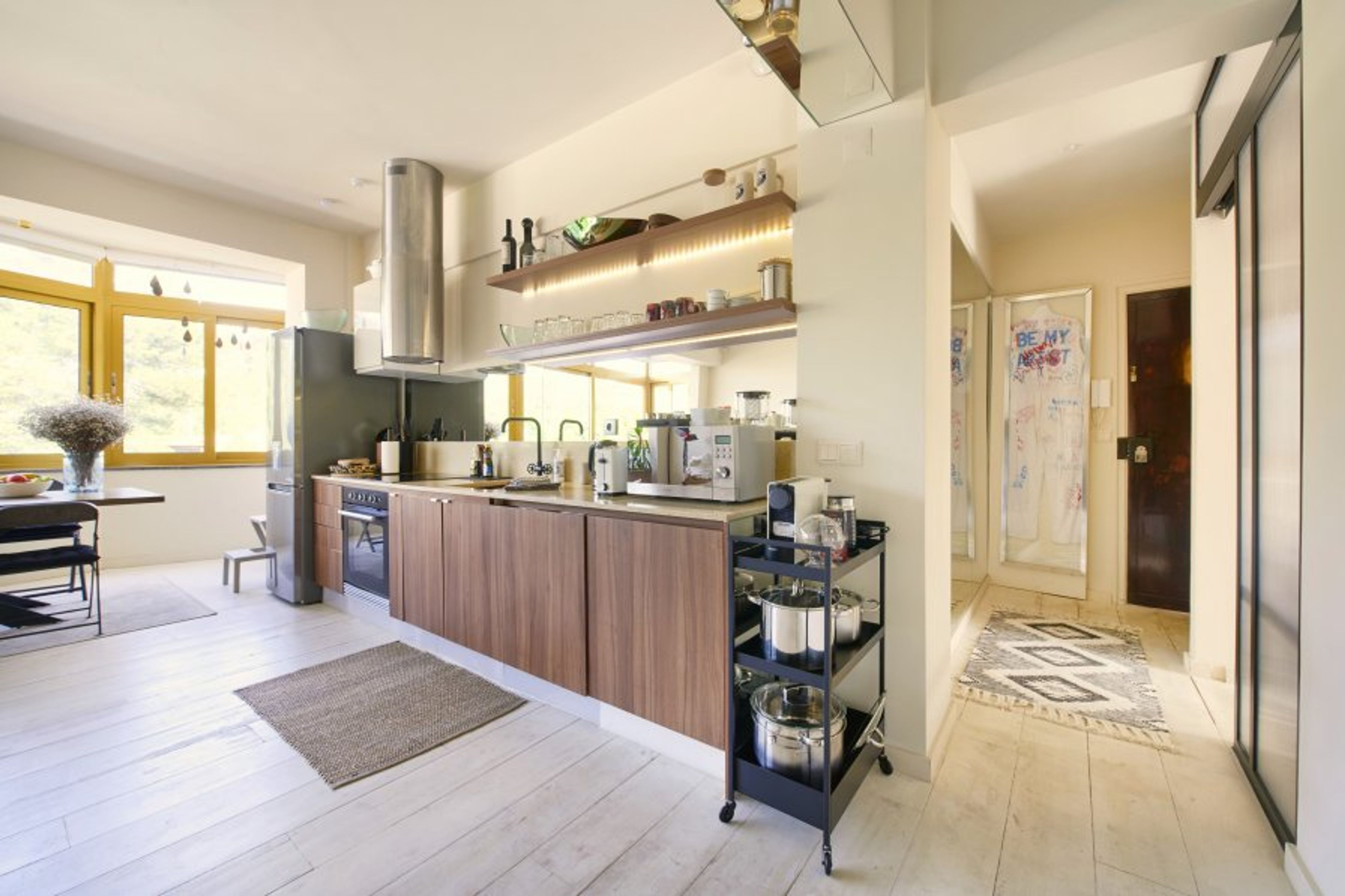 Living room with open kitchen