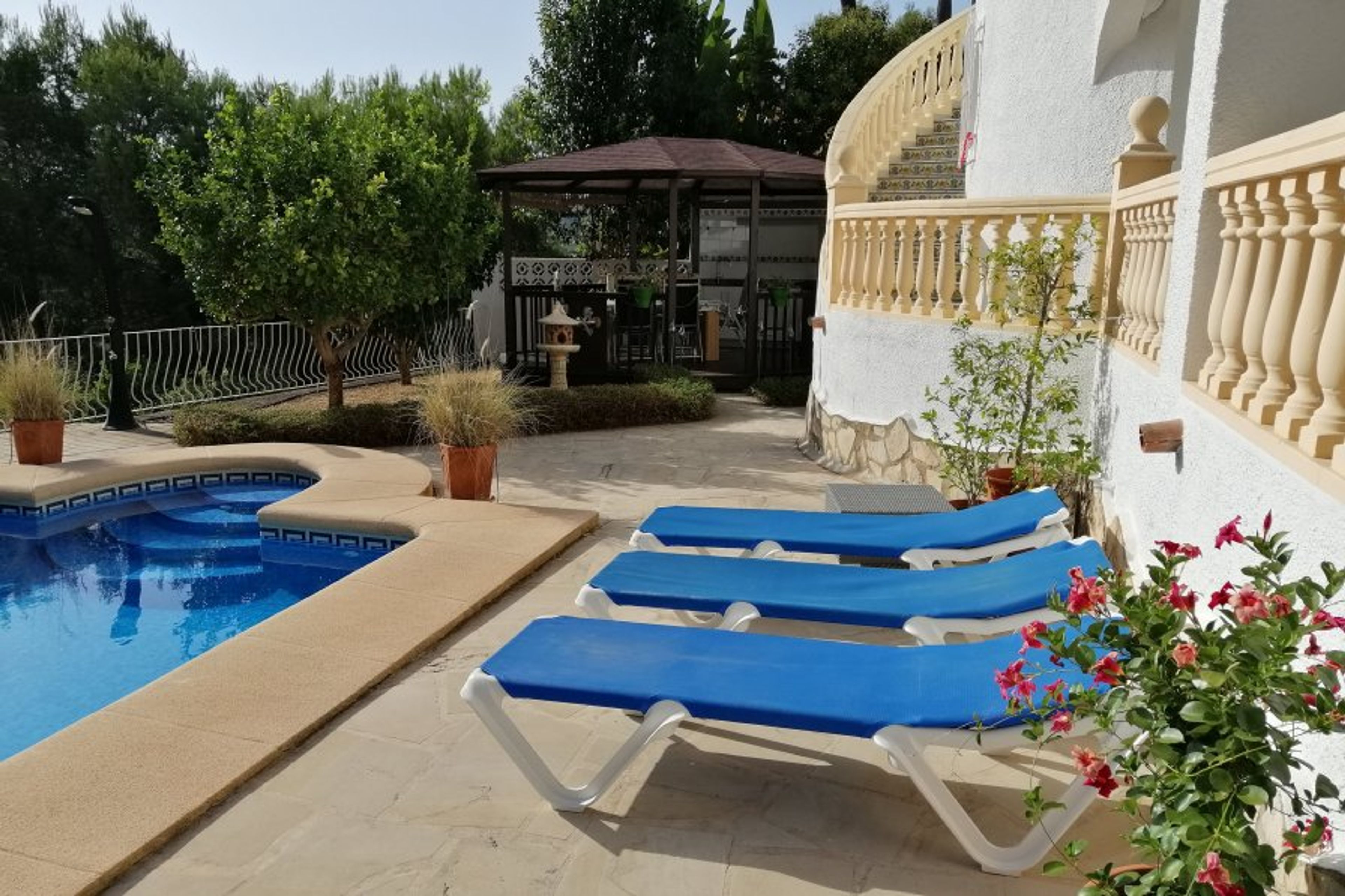 terrace with 6 sunbeds