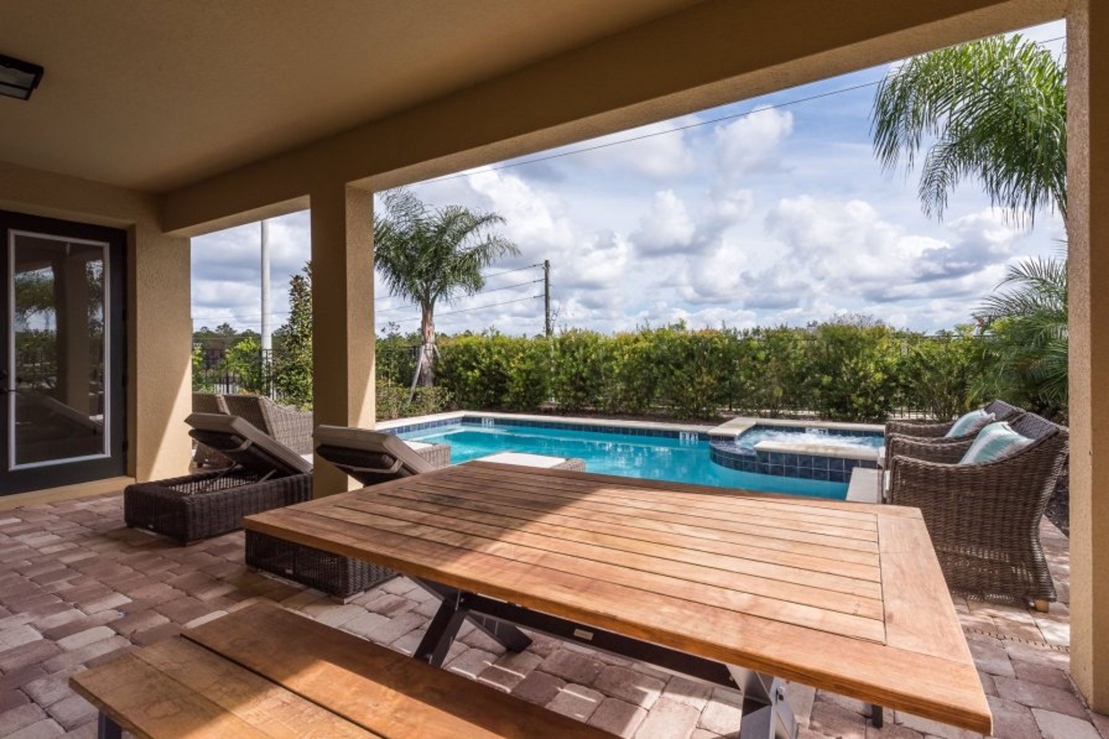 Outside table and pool