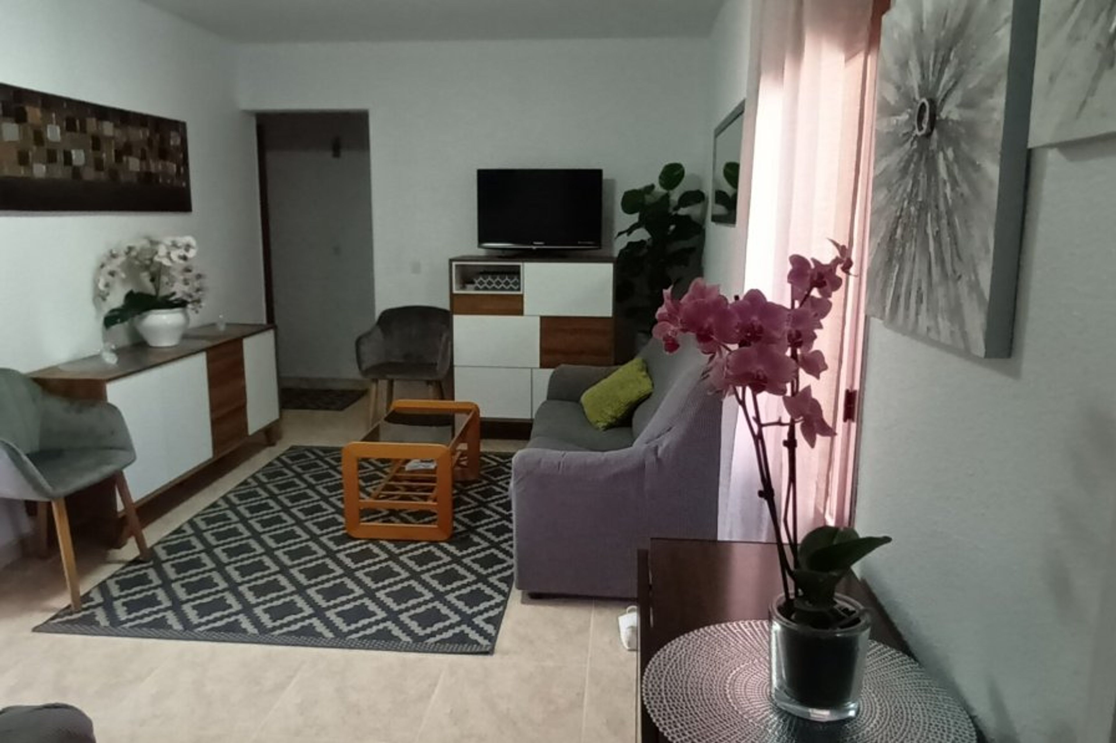 Comfy living room with 2 sofas, AC, extendable dining table