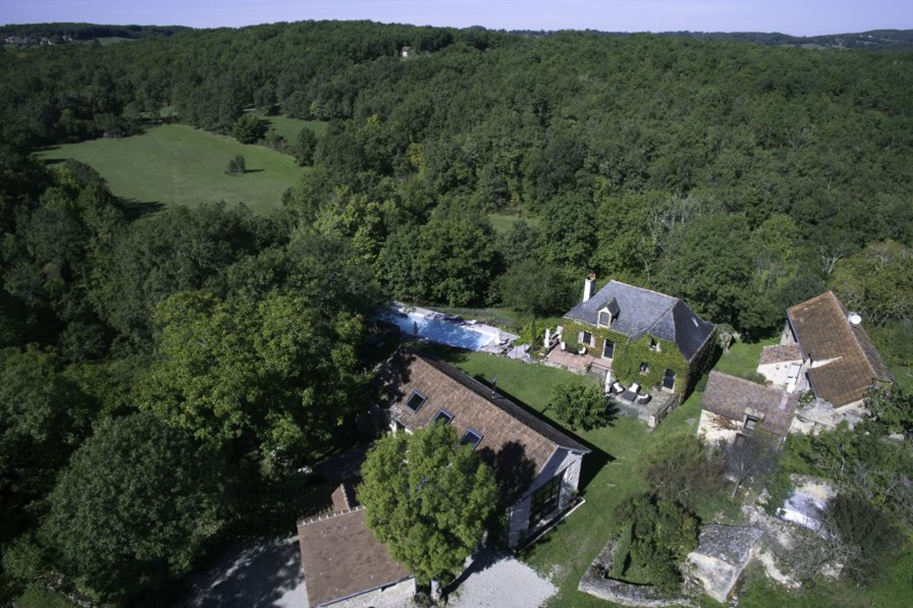 The Mas d'Arjac is surrounded by woodlands