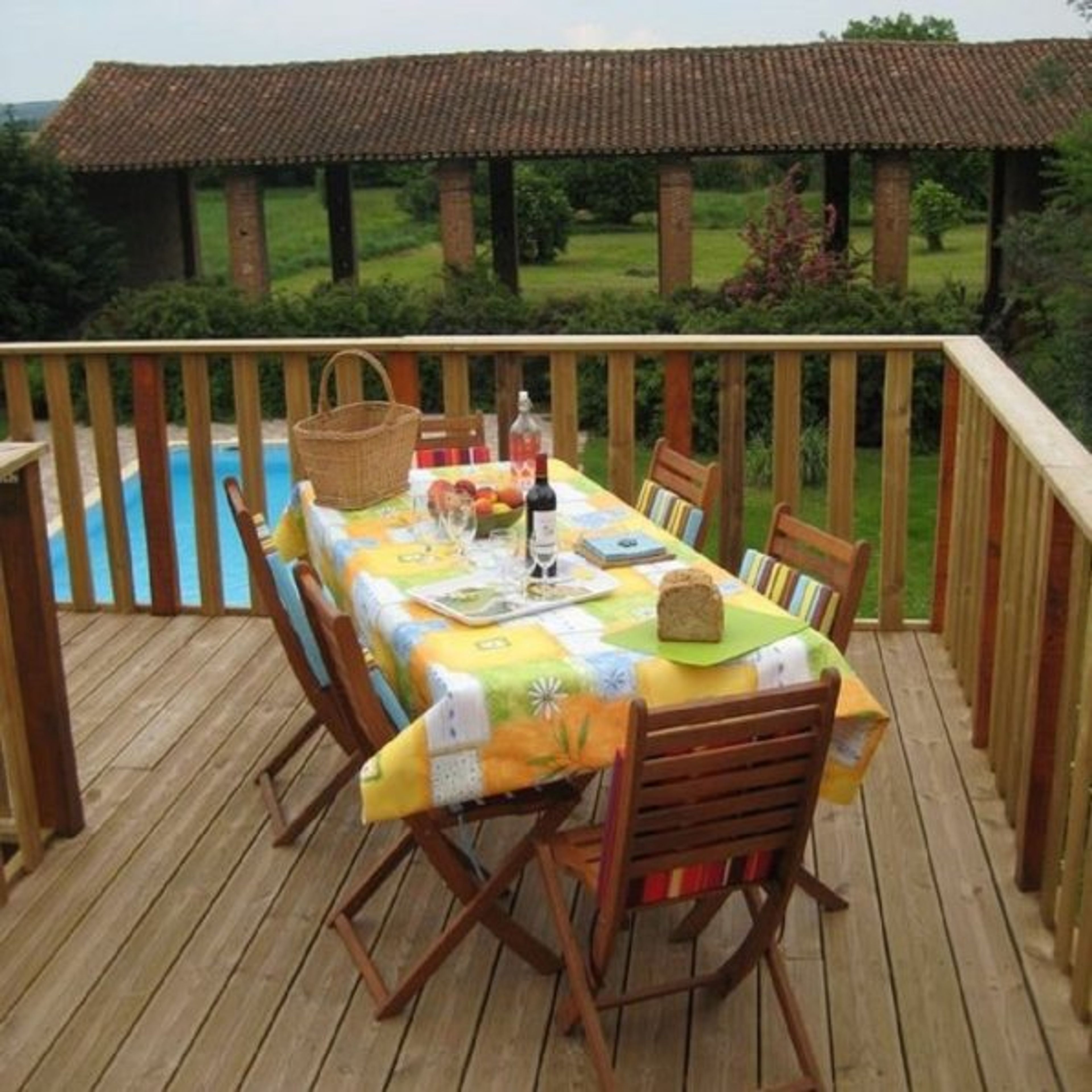 Private terrace overlooking pool