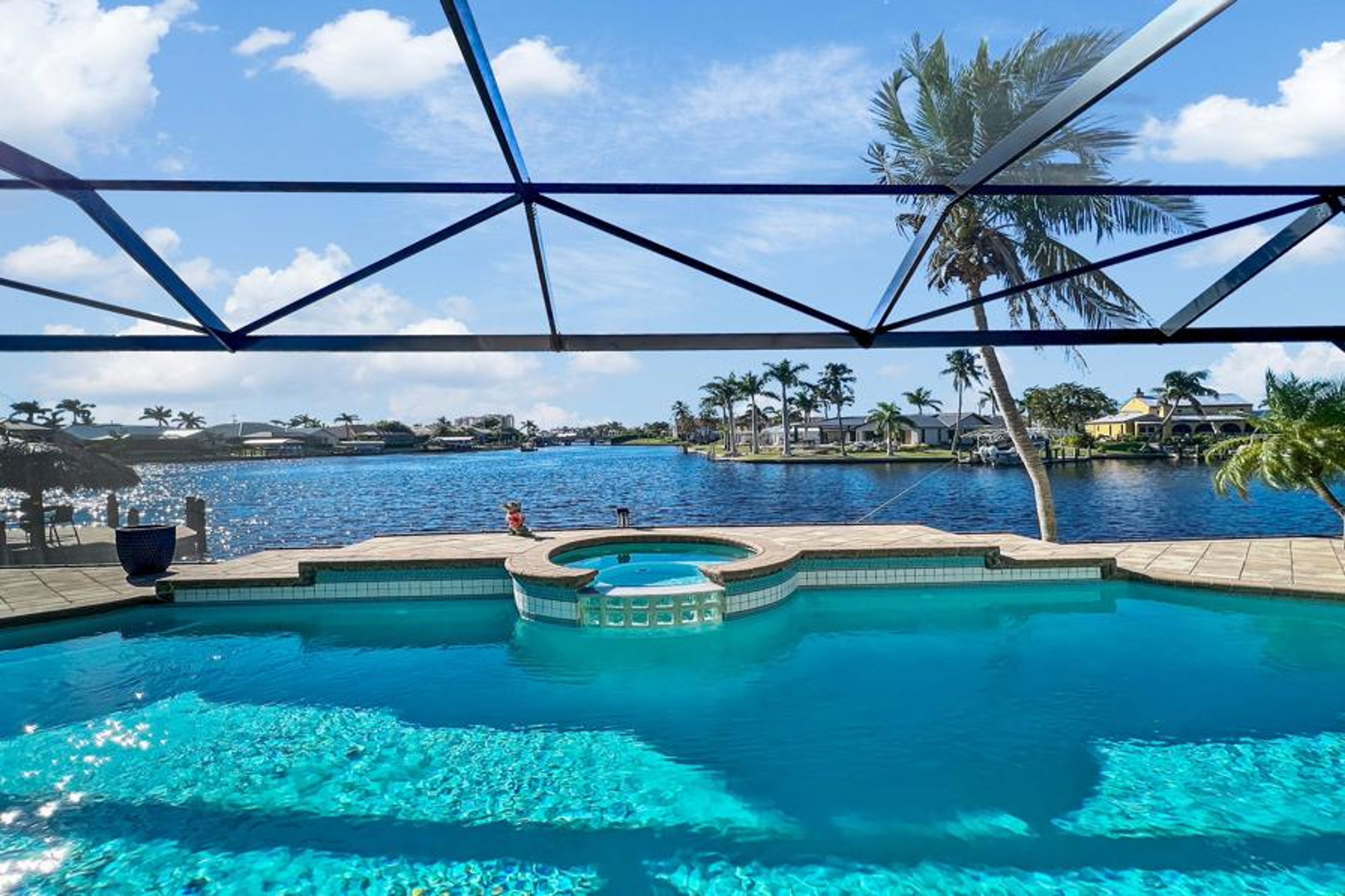 View over the pool and spa