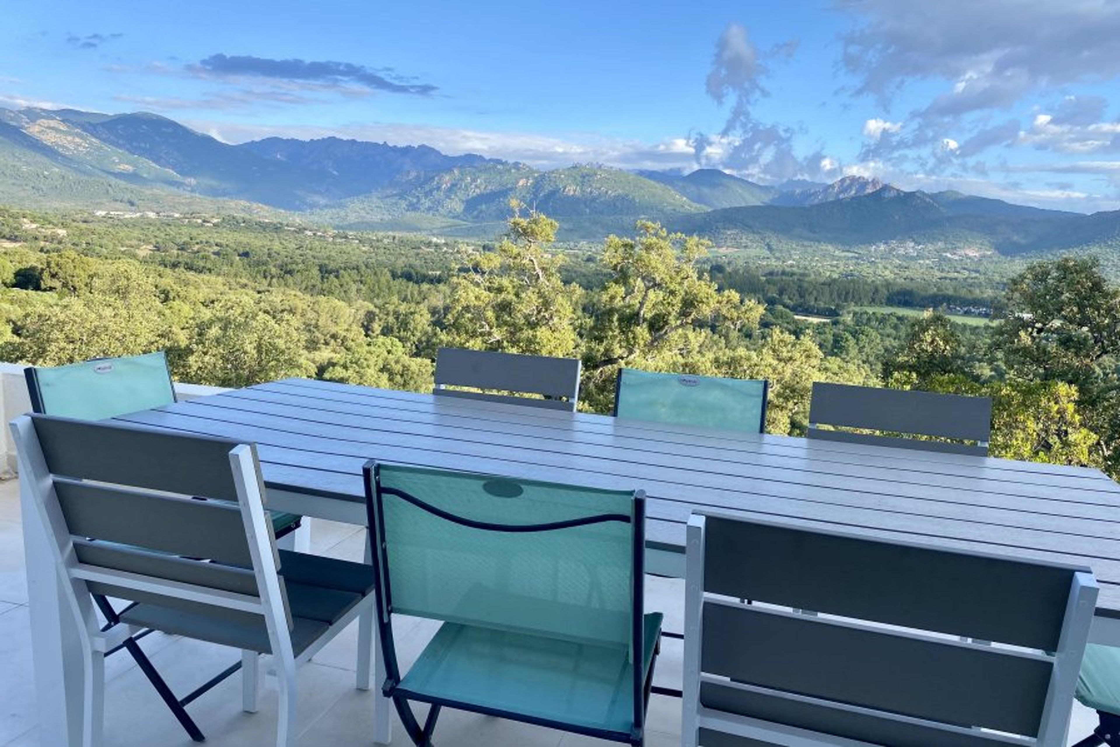 Large terrace with mountain view