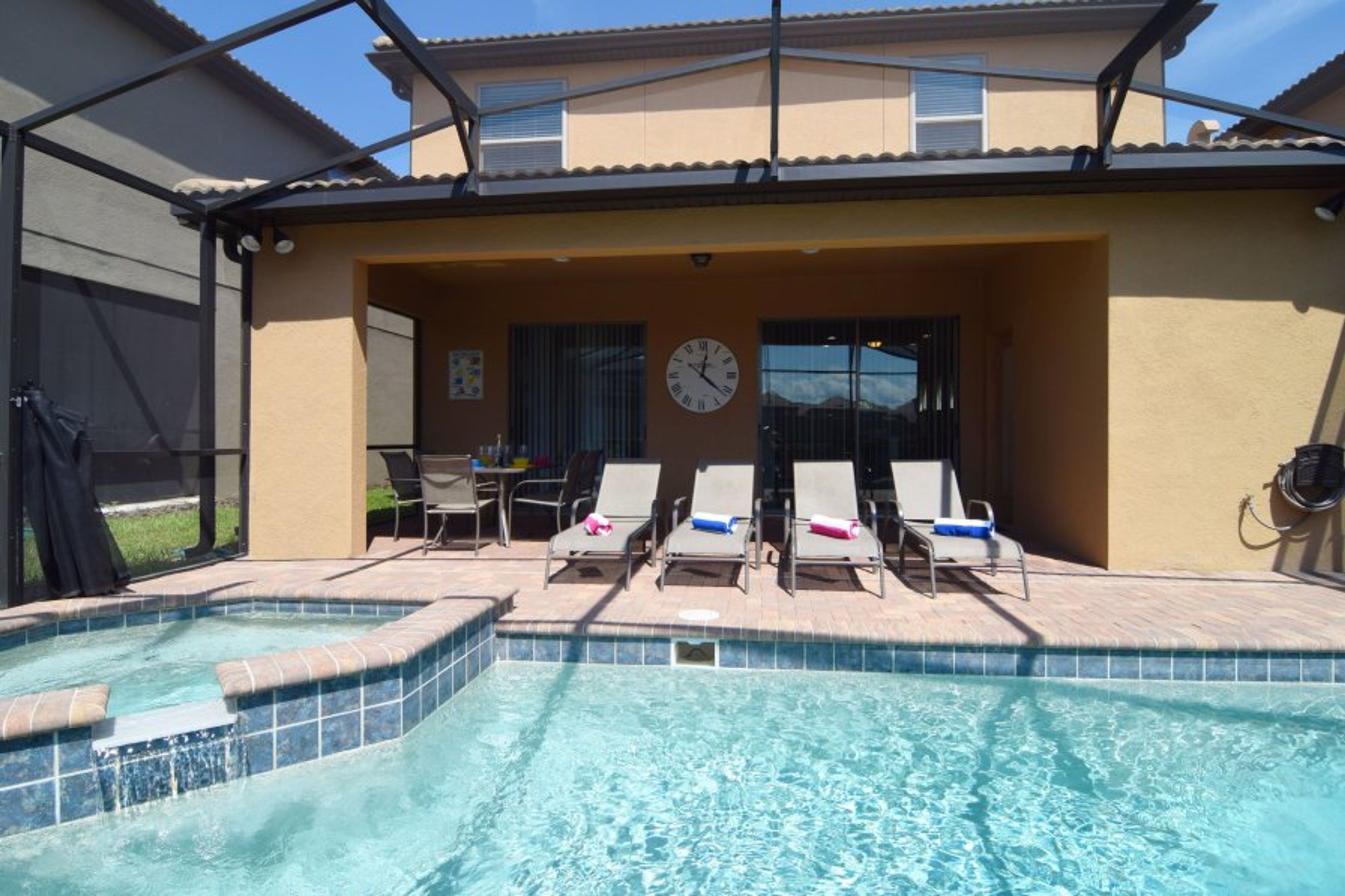 South-facing pool deck