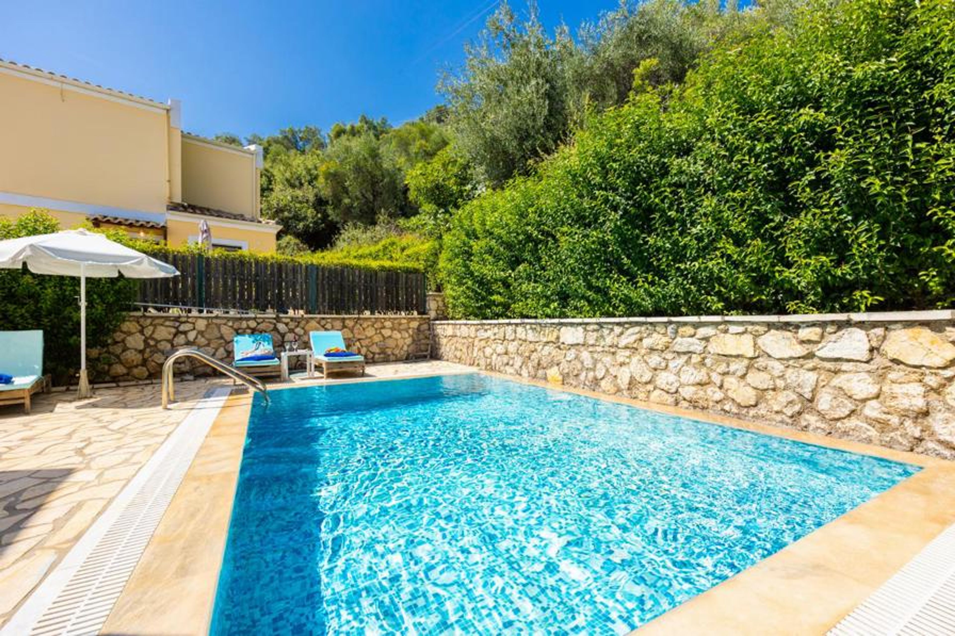 Private pool and terrace with sea views