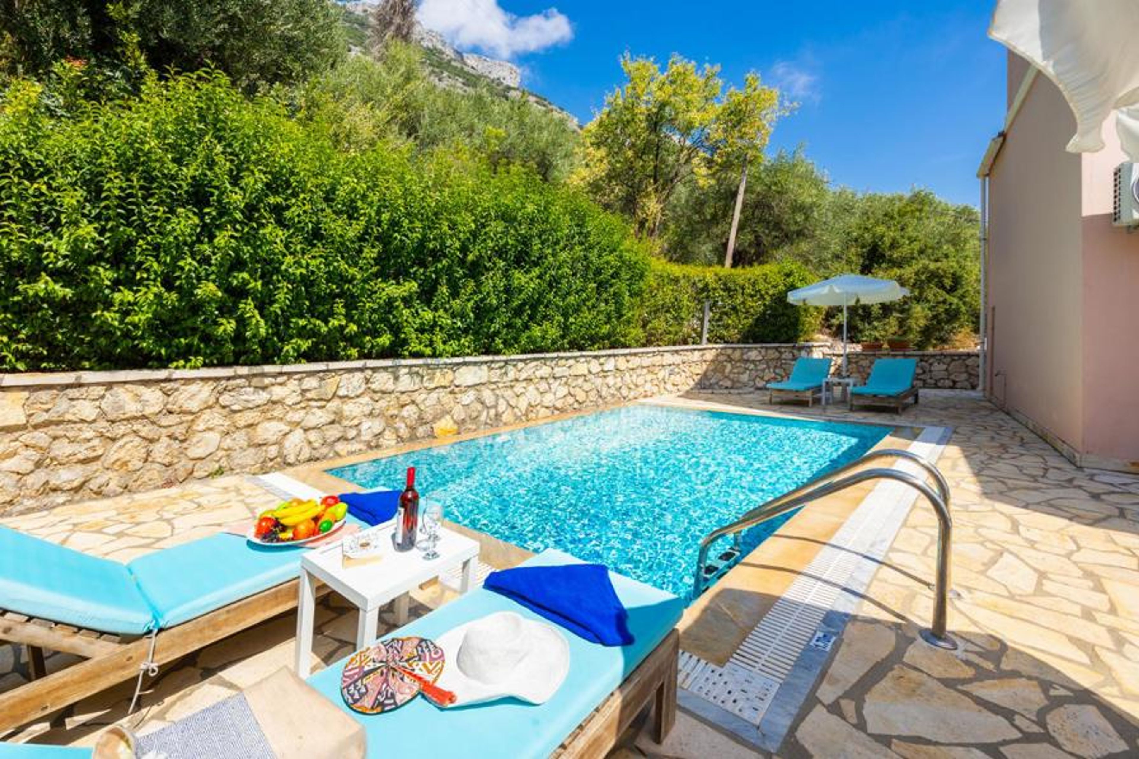 Private pool and terrace with sea views