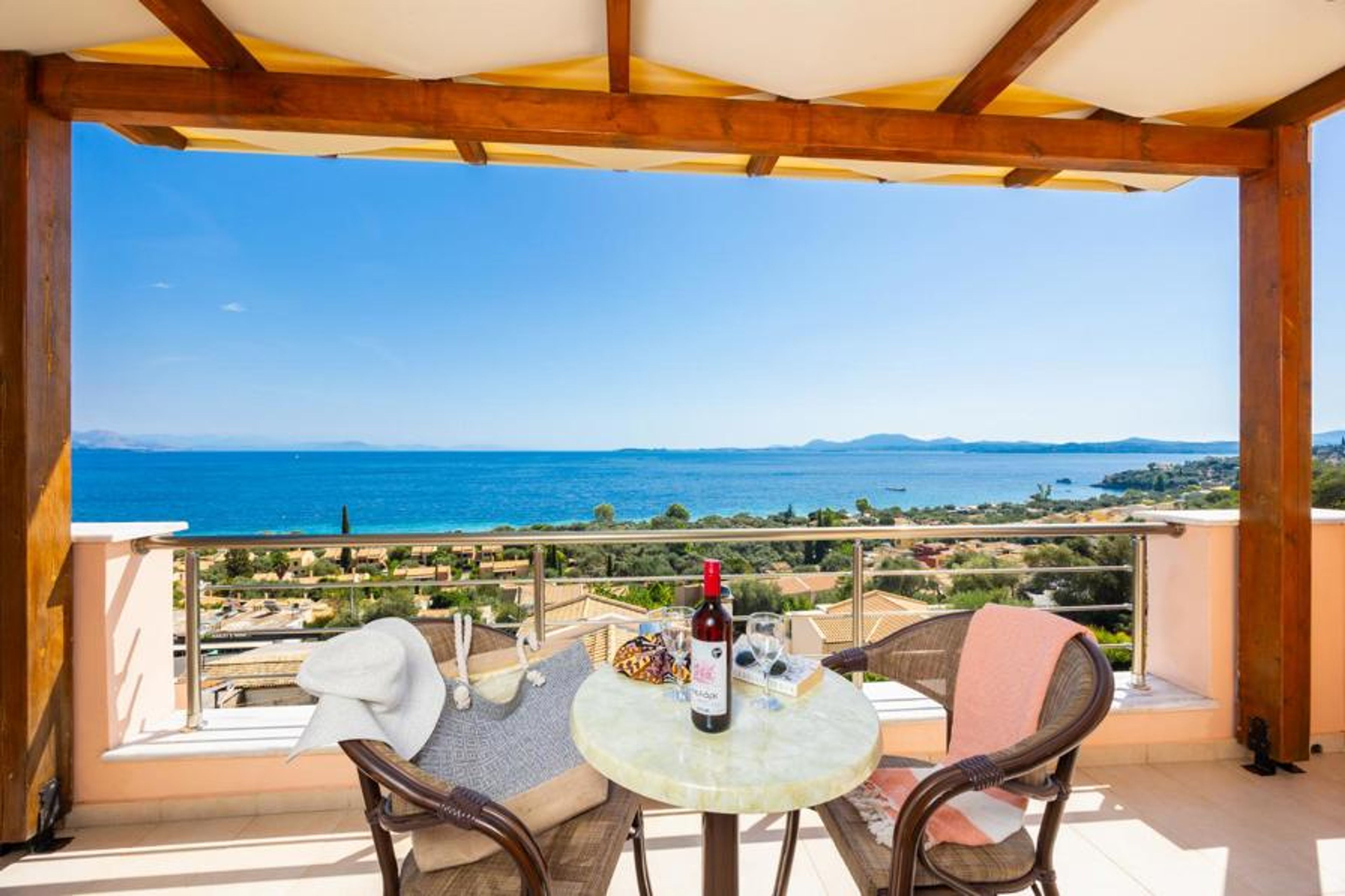 Sheltered terrace area with sea views