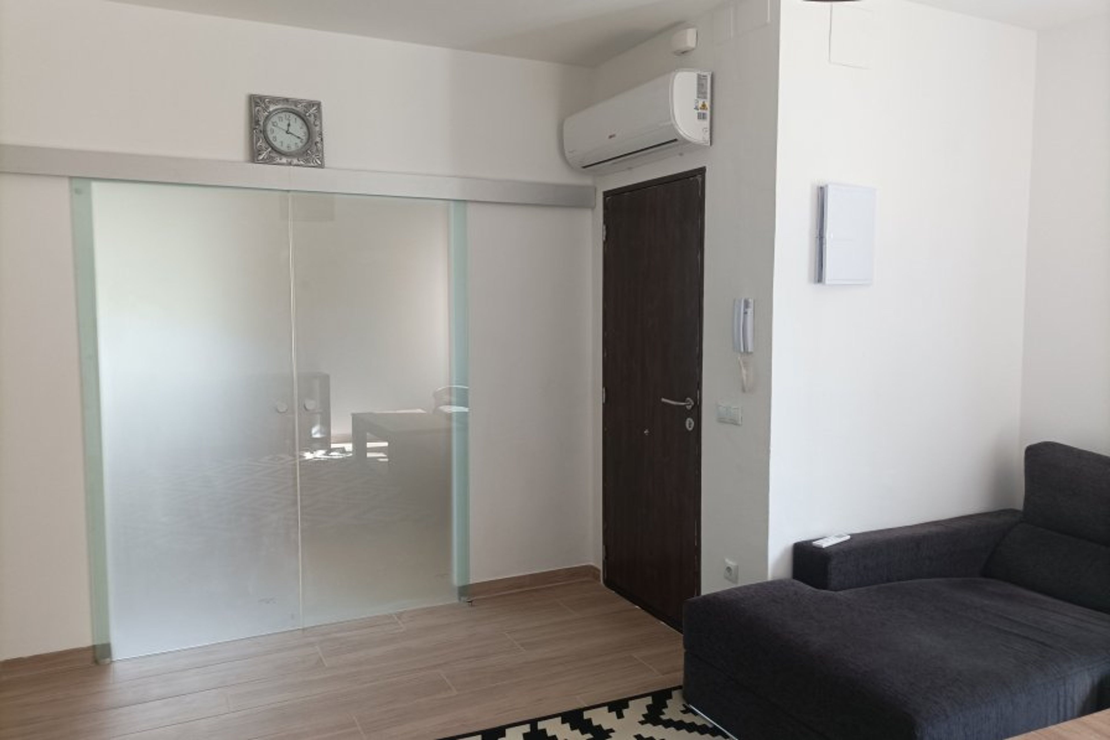 Through lounge sliding glass doors
