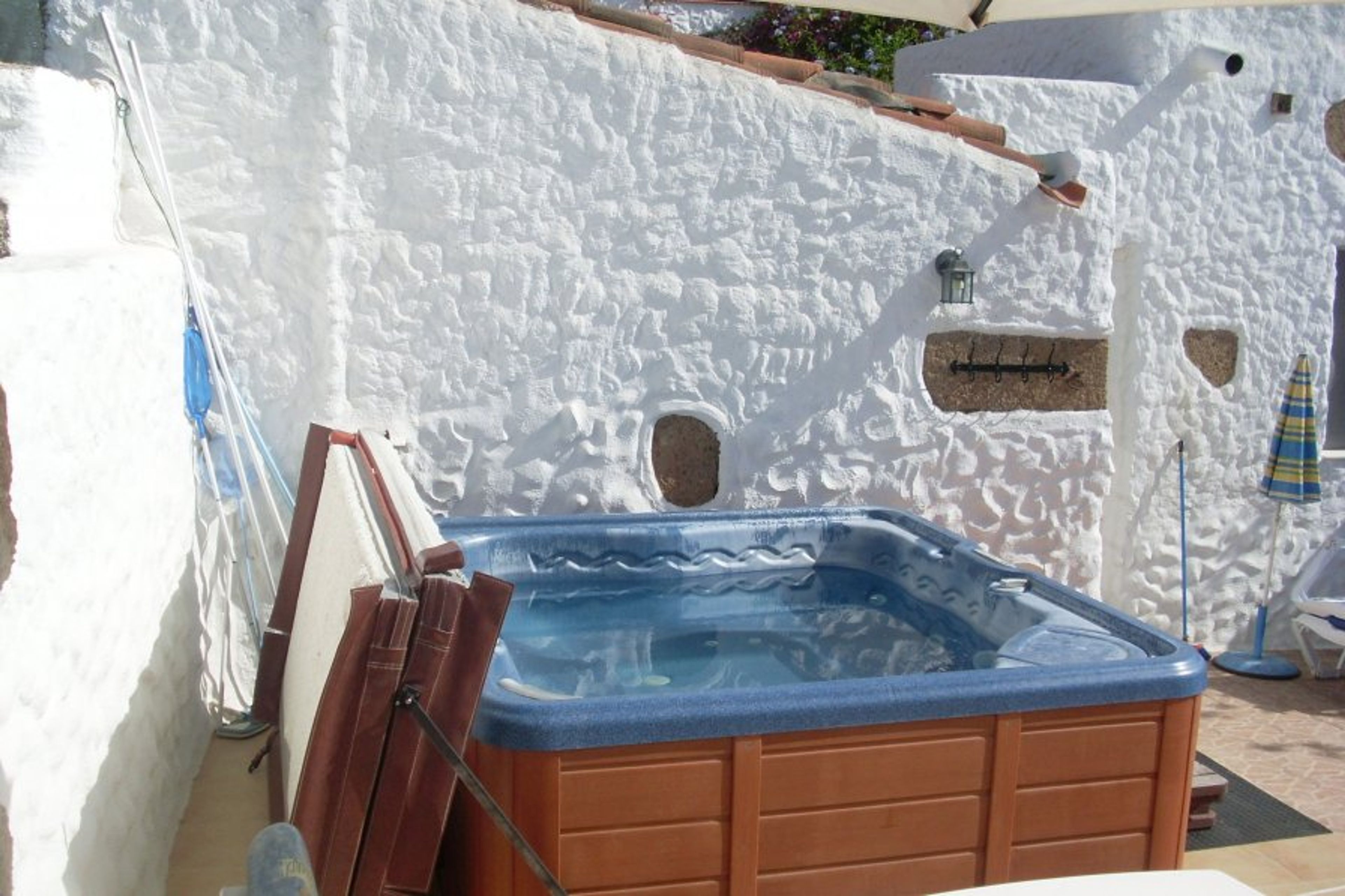The hot tub has plenty of space & is constantly heated