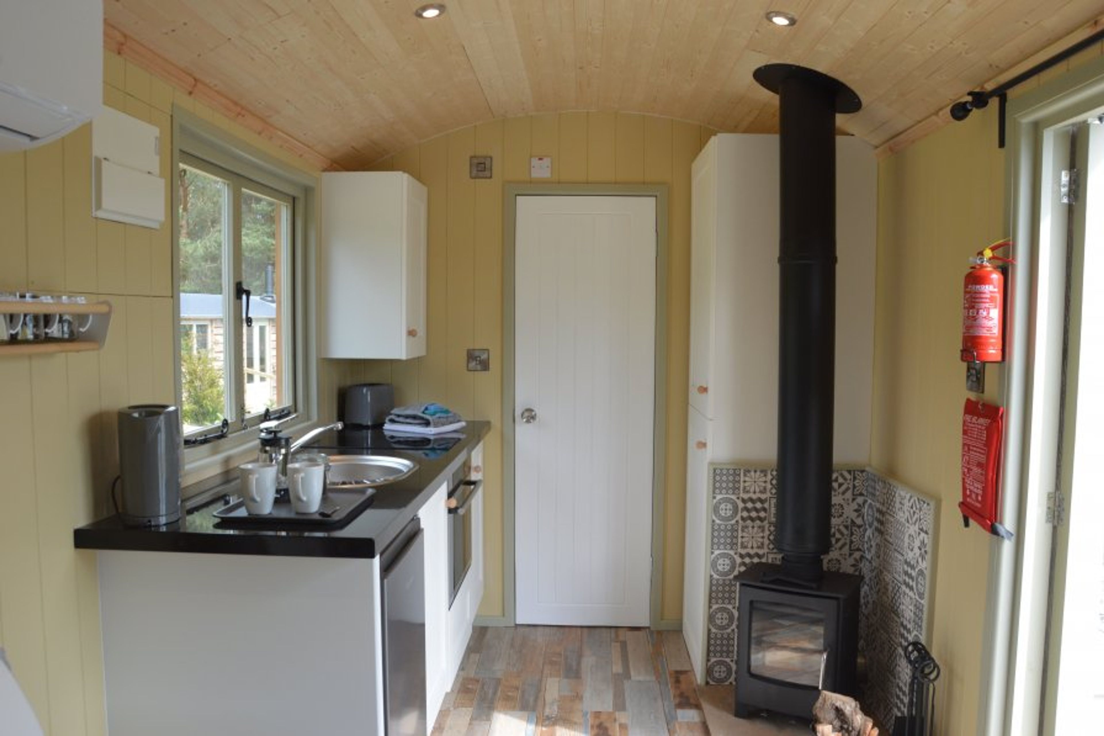 kitchen area leading to ensuite