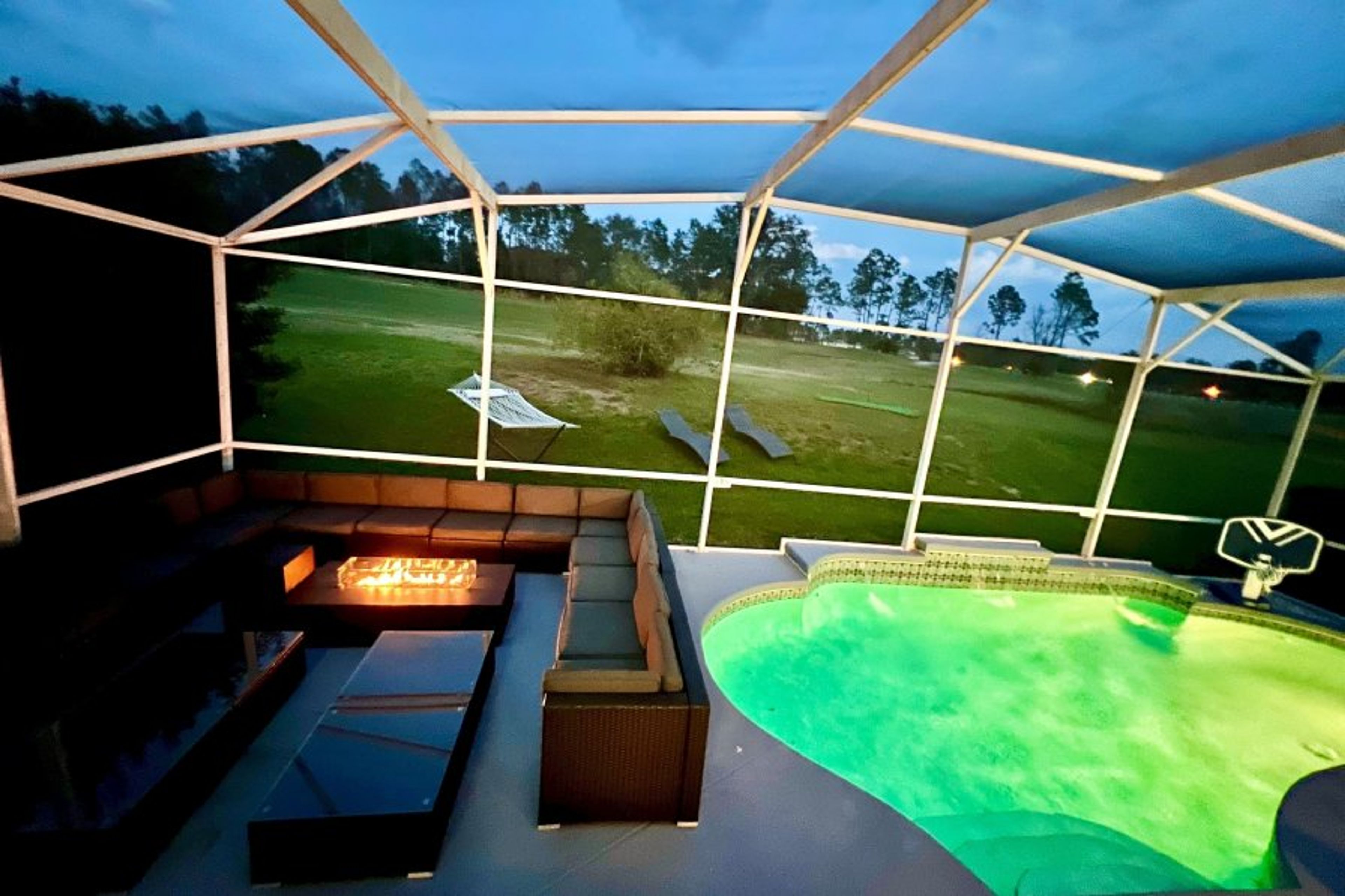 Private OutdooDining with your entertaining private chef dinners with Philip Starck designed chairs for exclusive sit down dinners for up to 24 persons outside and 20 persons inside overlooking private pool & golf. Then sip on a cocktail at Fire Pit.
