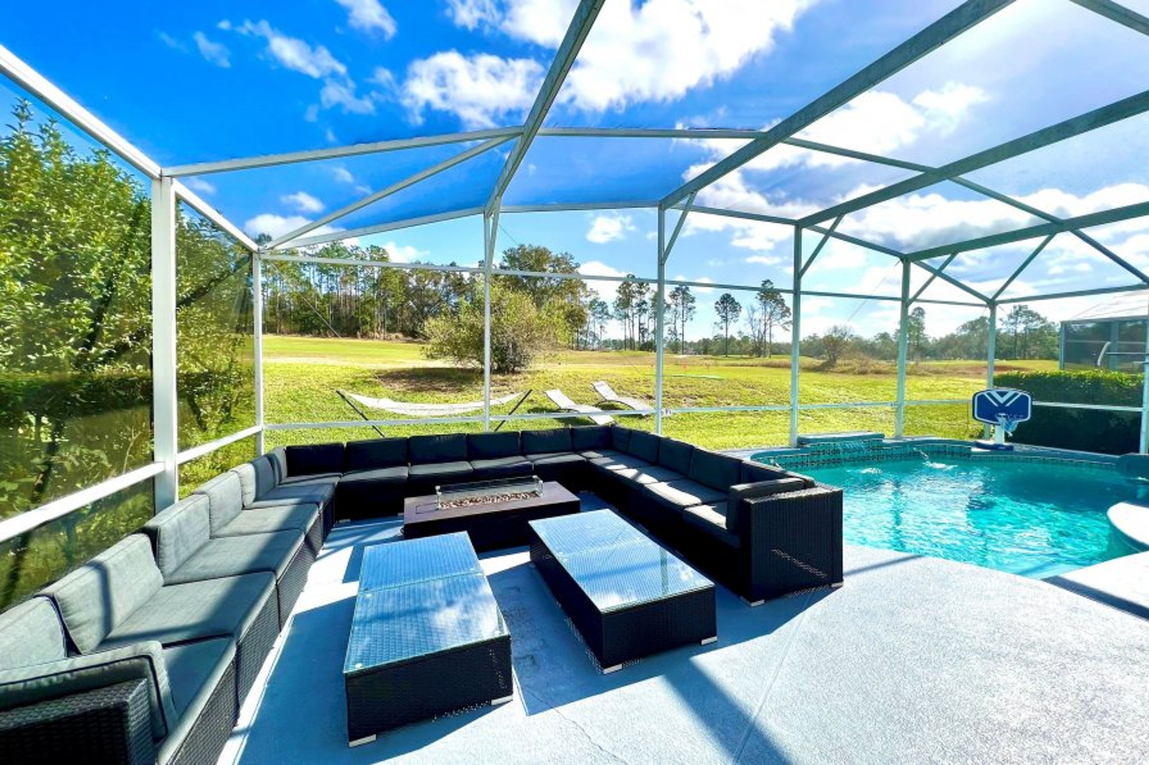 Private OutdooDining with your entertaining private chef dinners with Philip Starck designed chairs for exclusive sit down dinners for up to 24 persons outside and 20 persons inside overlooking private pool & golf. Then sip on a cocktail at Fire Pit.
