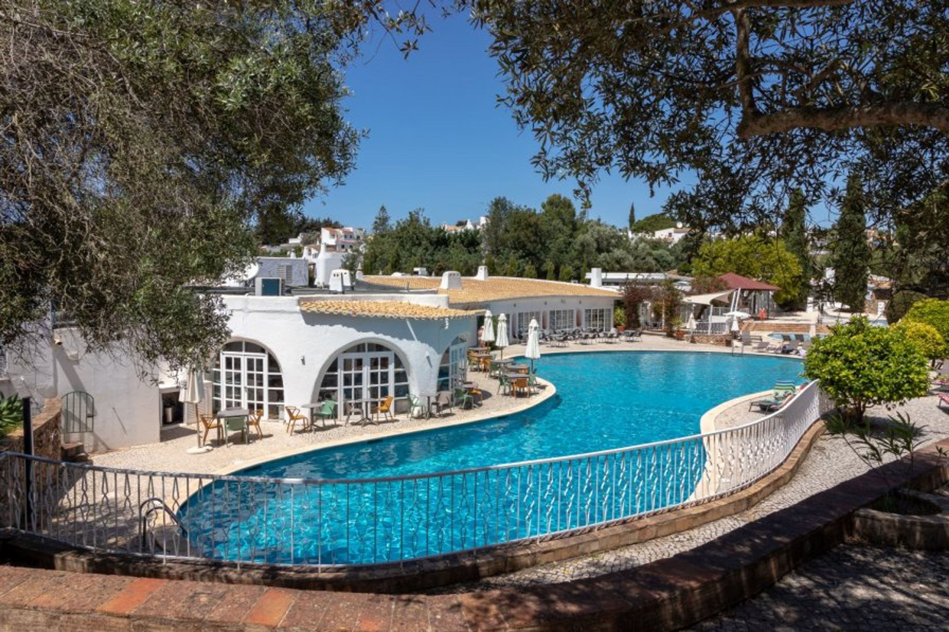 Communal pool and poolside snack bar