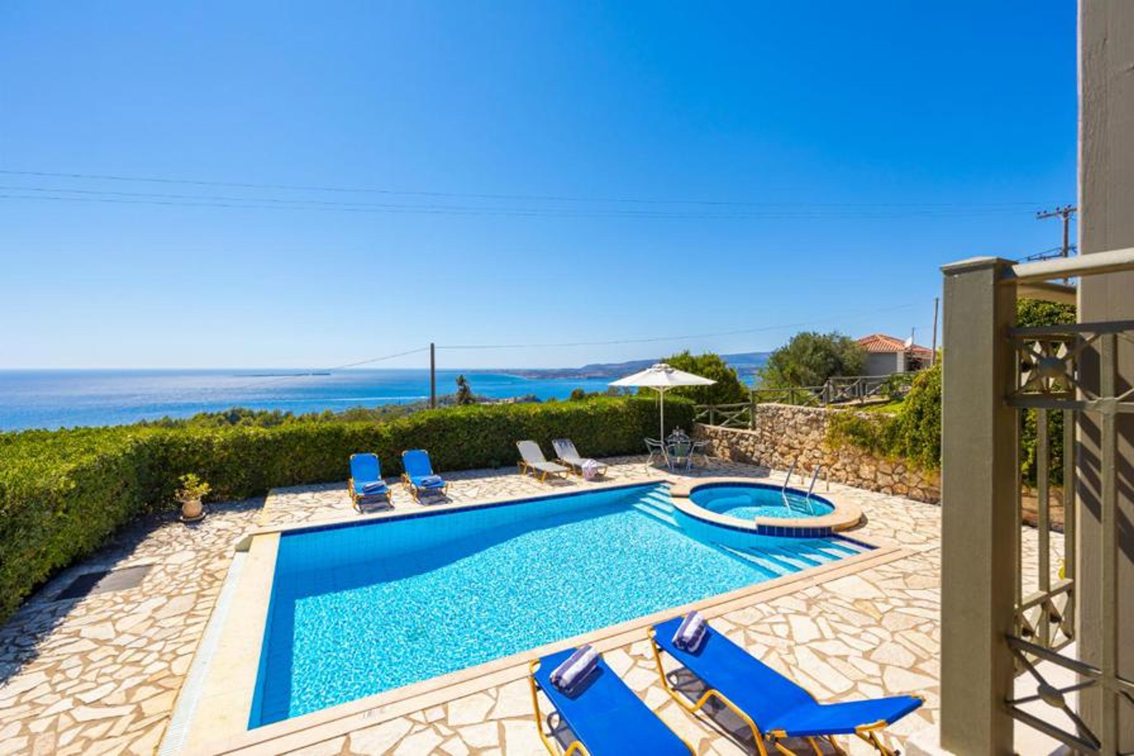 Private pool and terrace with sea views