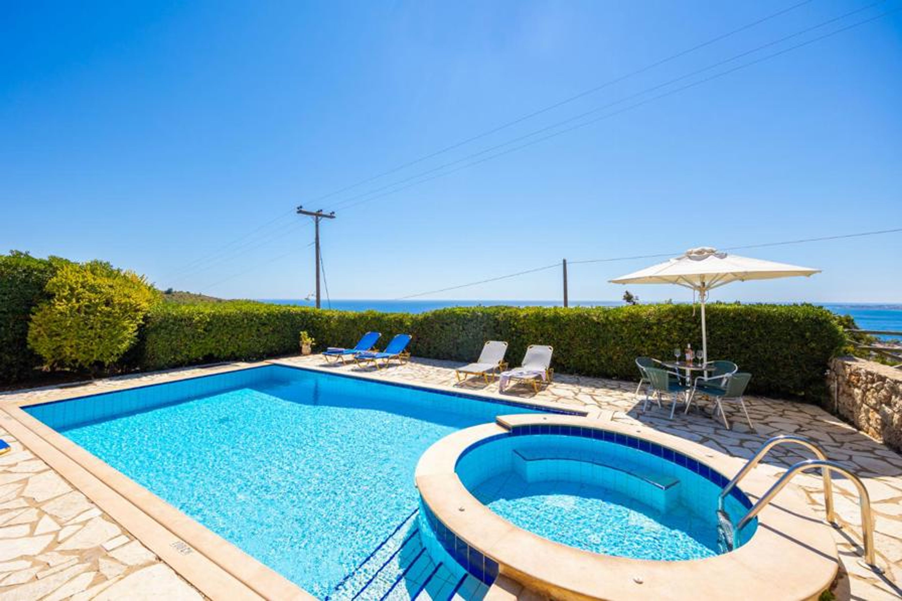 Private pool and terrace with sea views