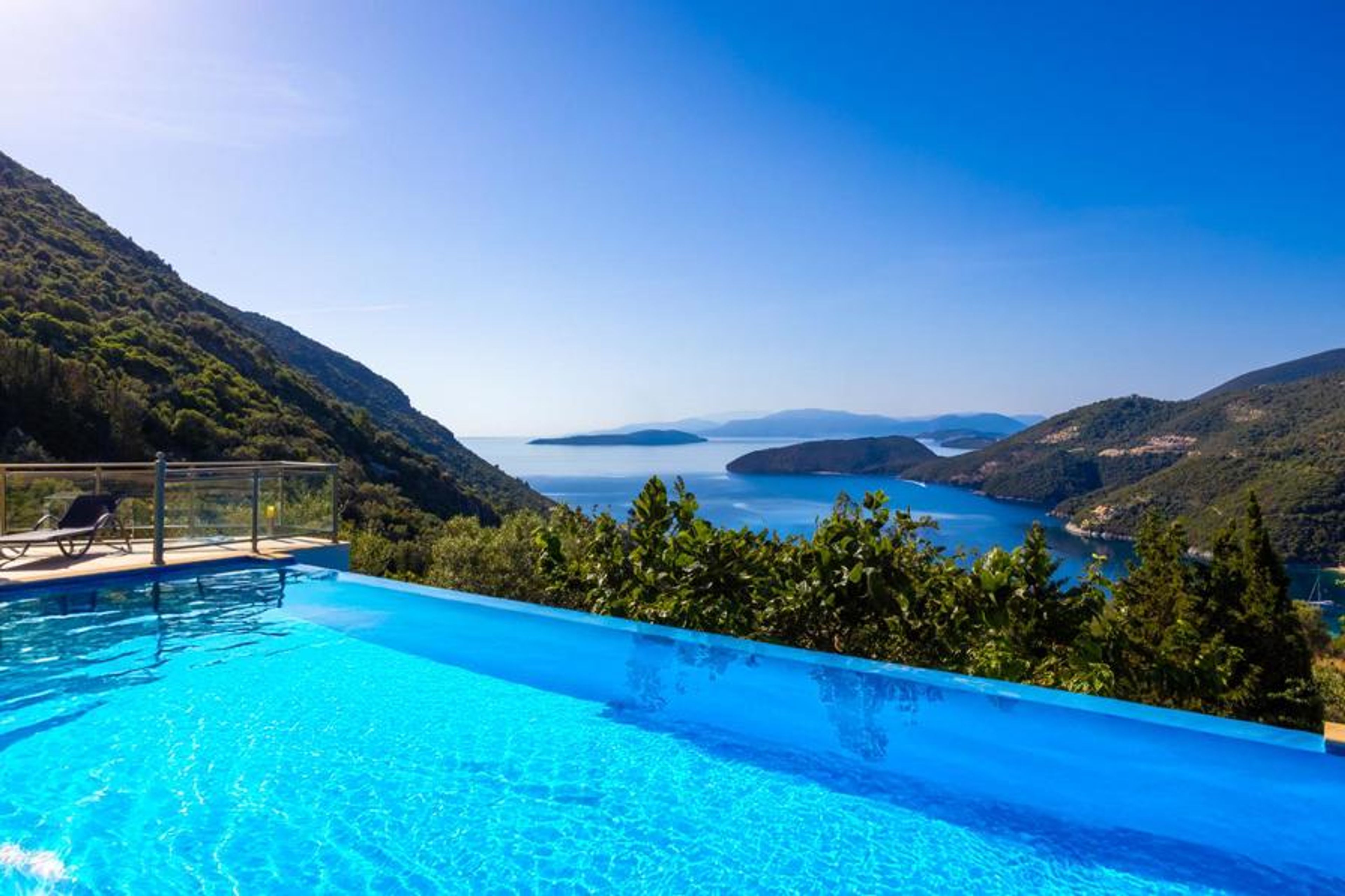 Private pool and terrace with sea views