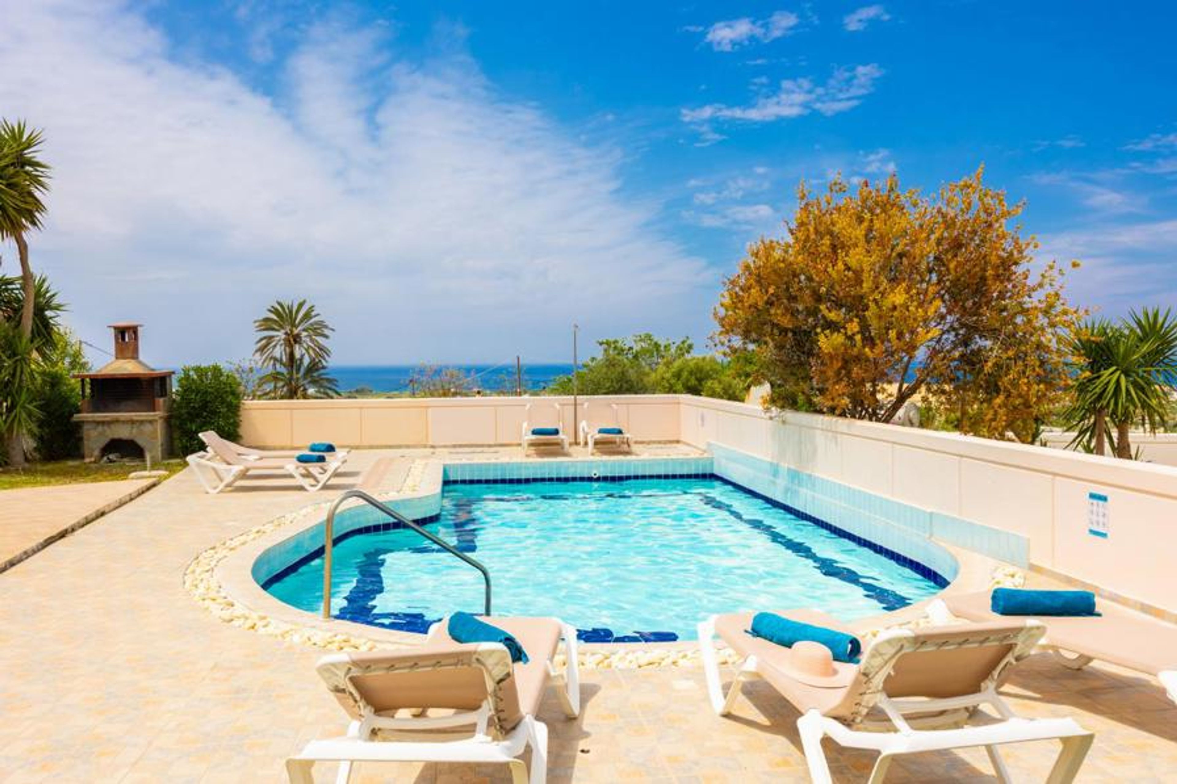 Private pool and terrace with sea views