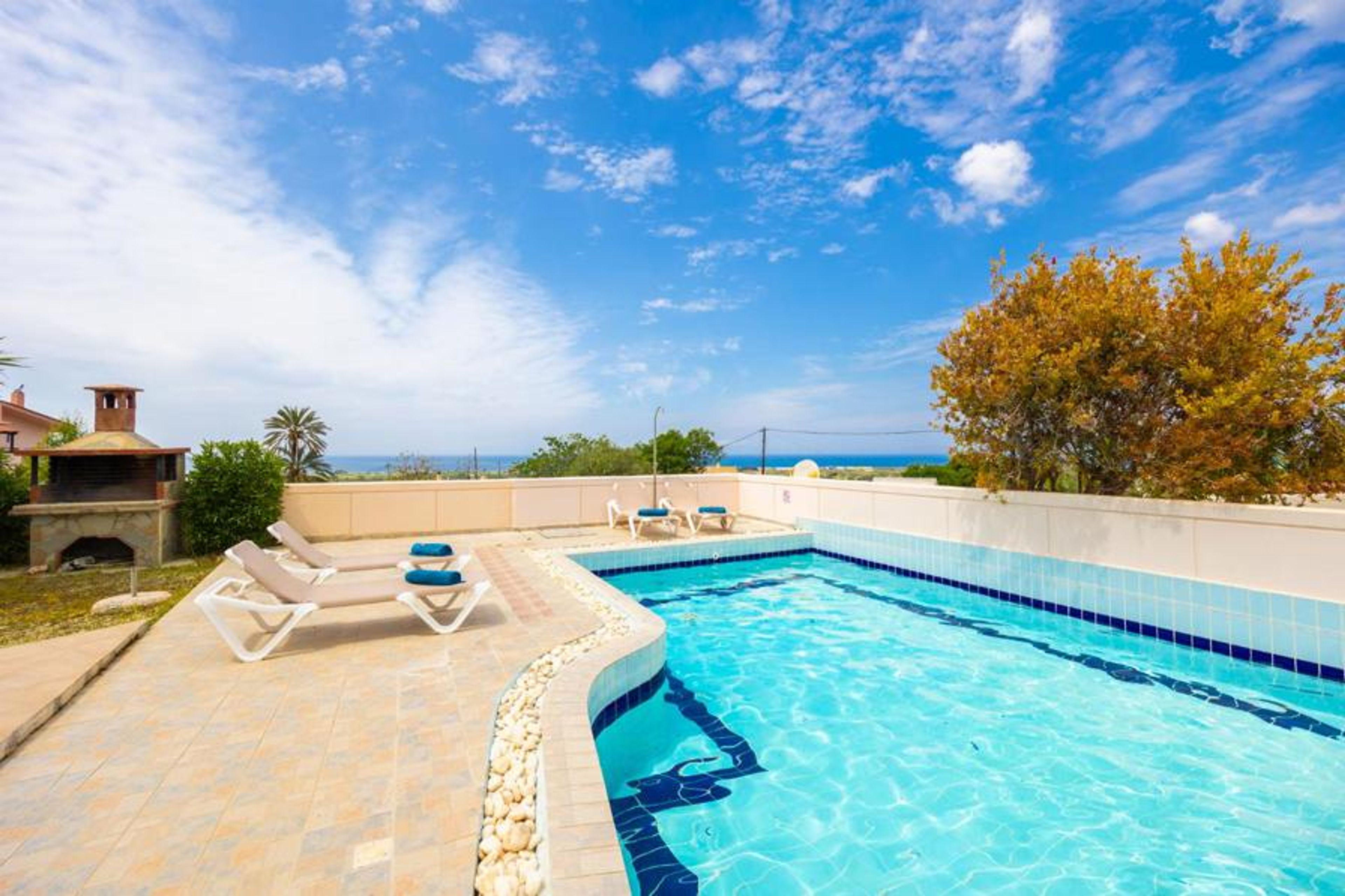 Private pool and terrace with sea views