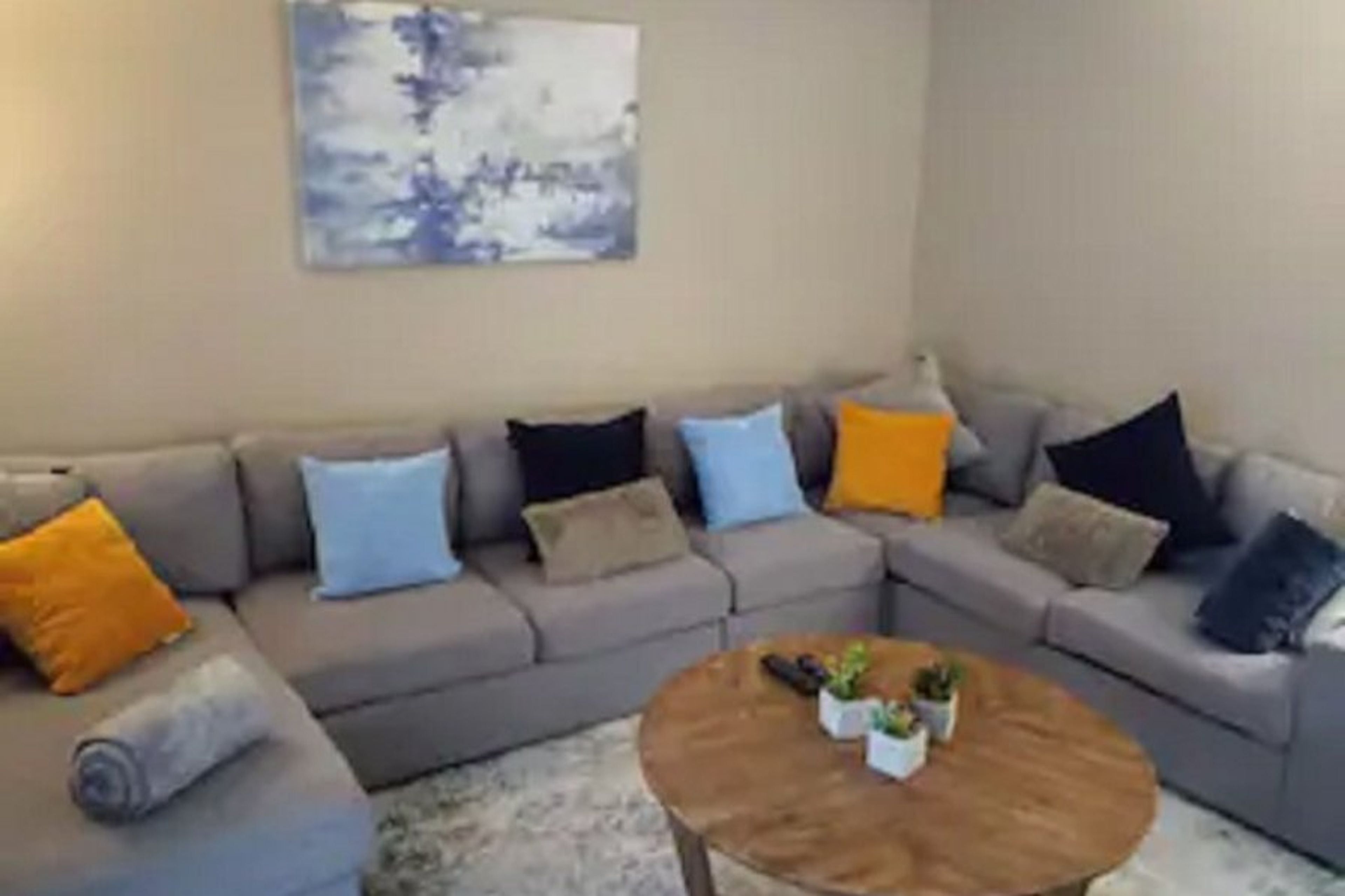Lounge area with large sectional sofa
