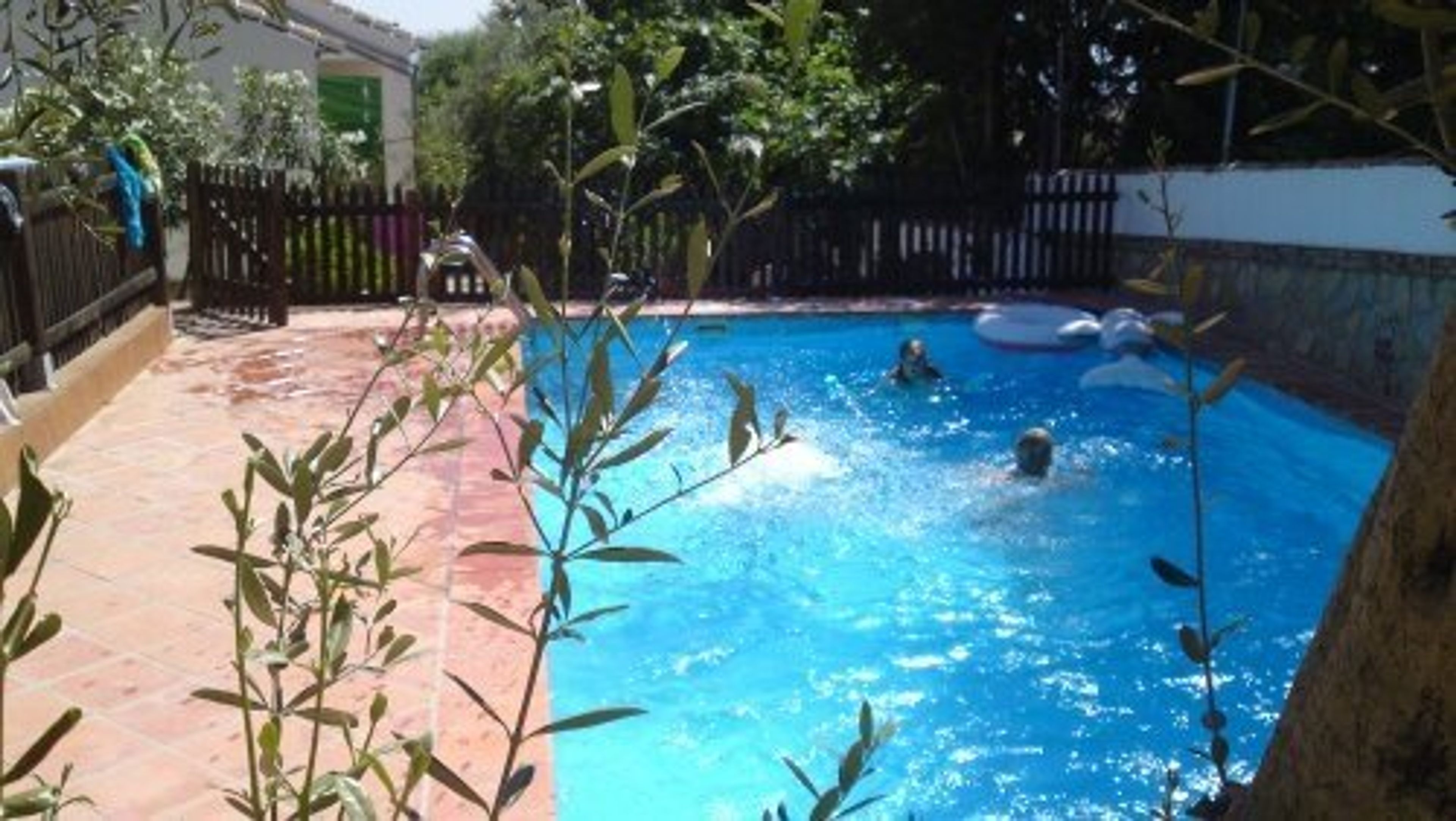 The fenced and heated eight metre pool