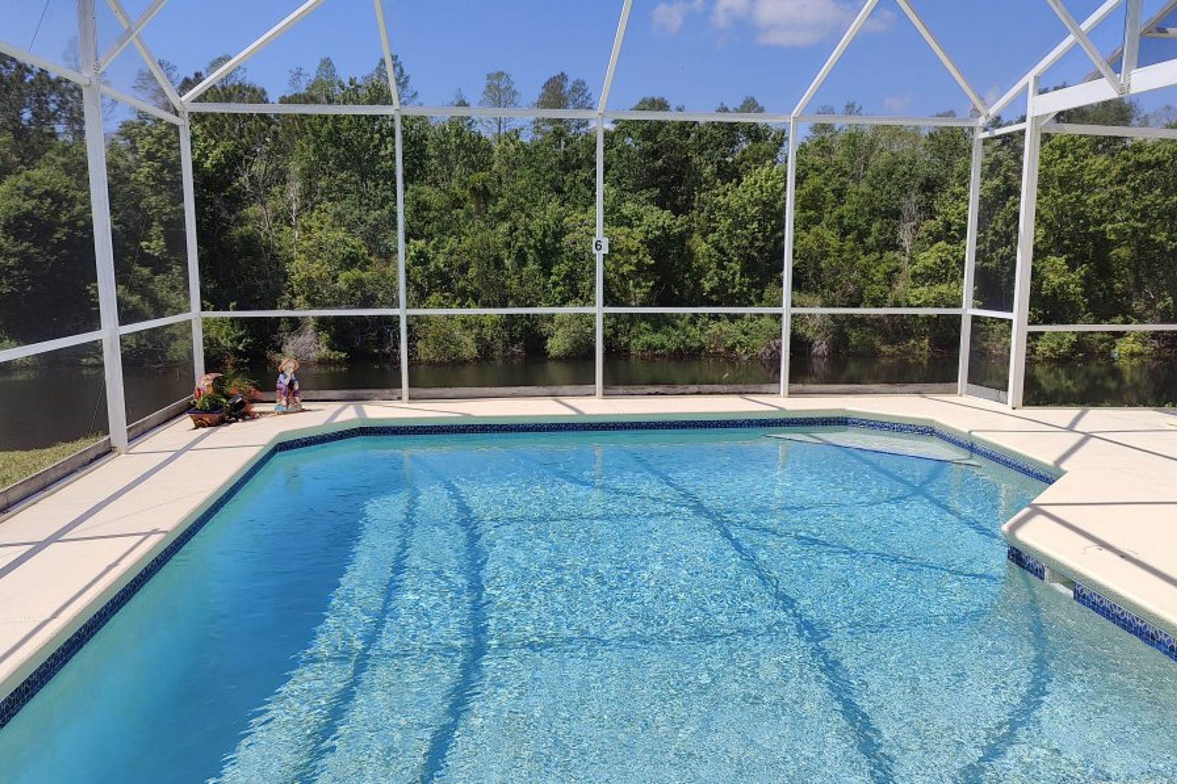 Pool view over lake and preserve