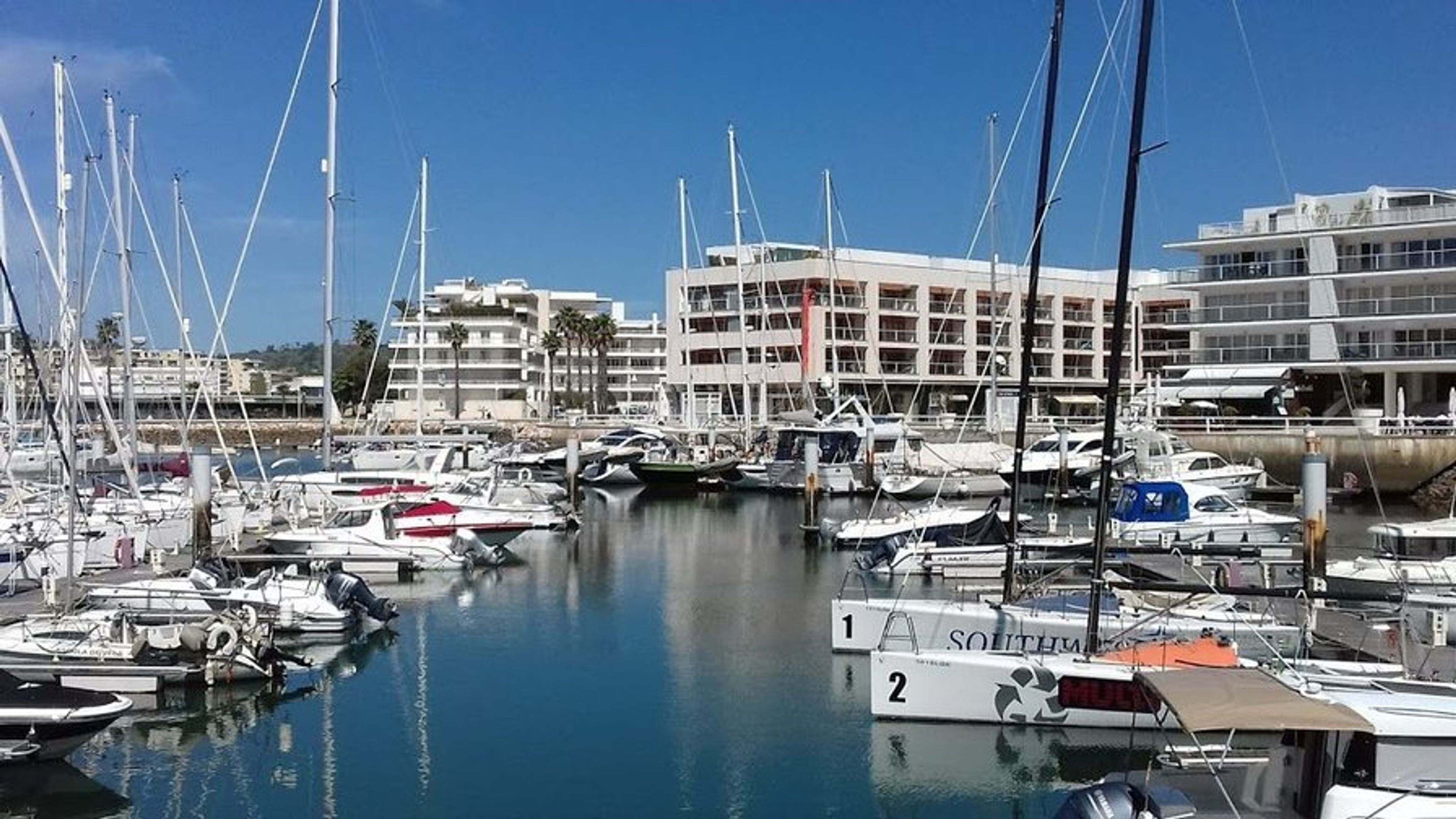 Looking back to apartment from Marina.