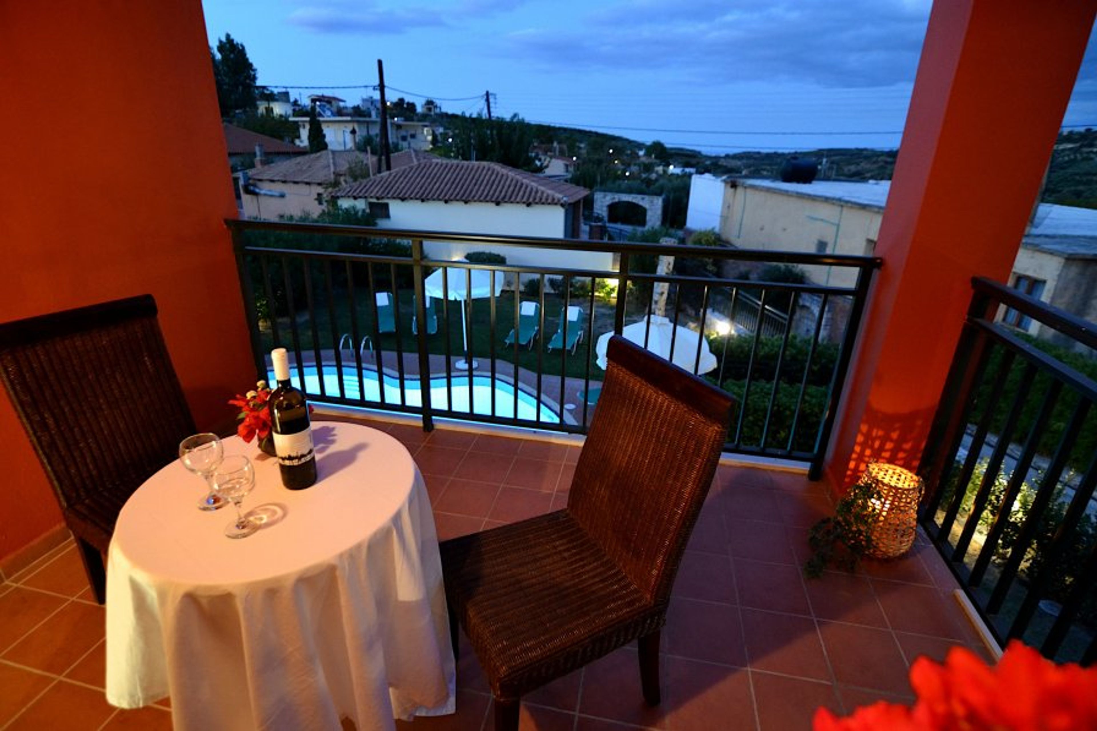 Night view from the upstairs balcony