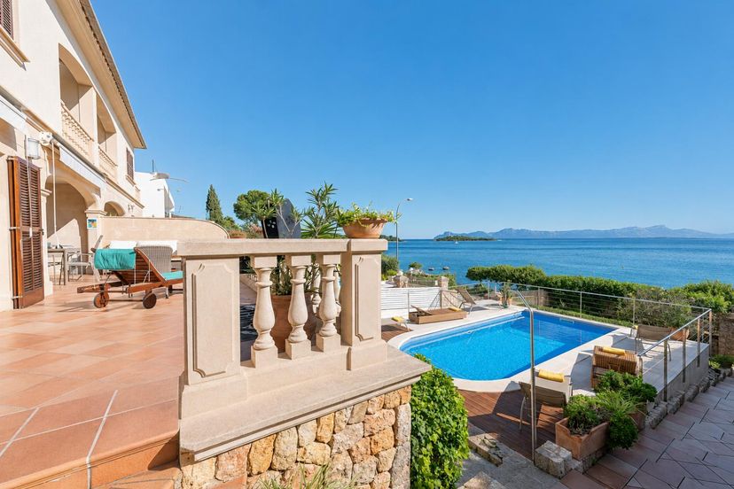 Villa in Spain, Alcanada: A multi-level luxury terrace featuring a private swimming pool, sun-soak..