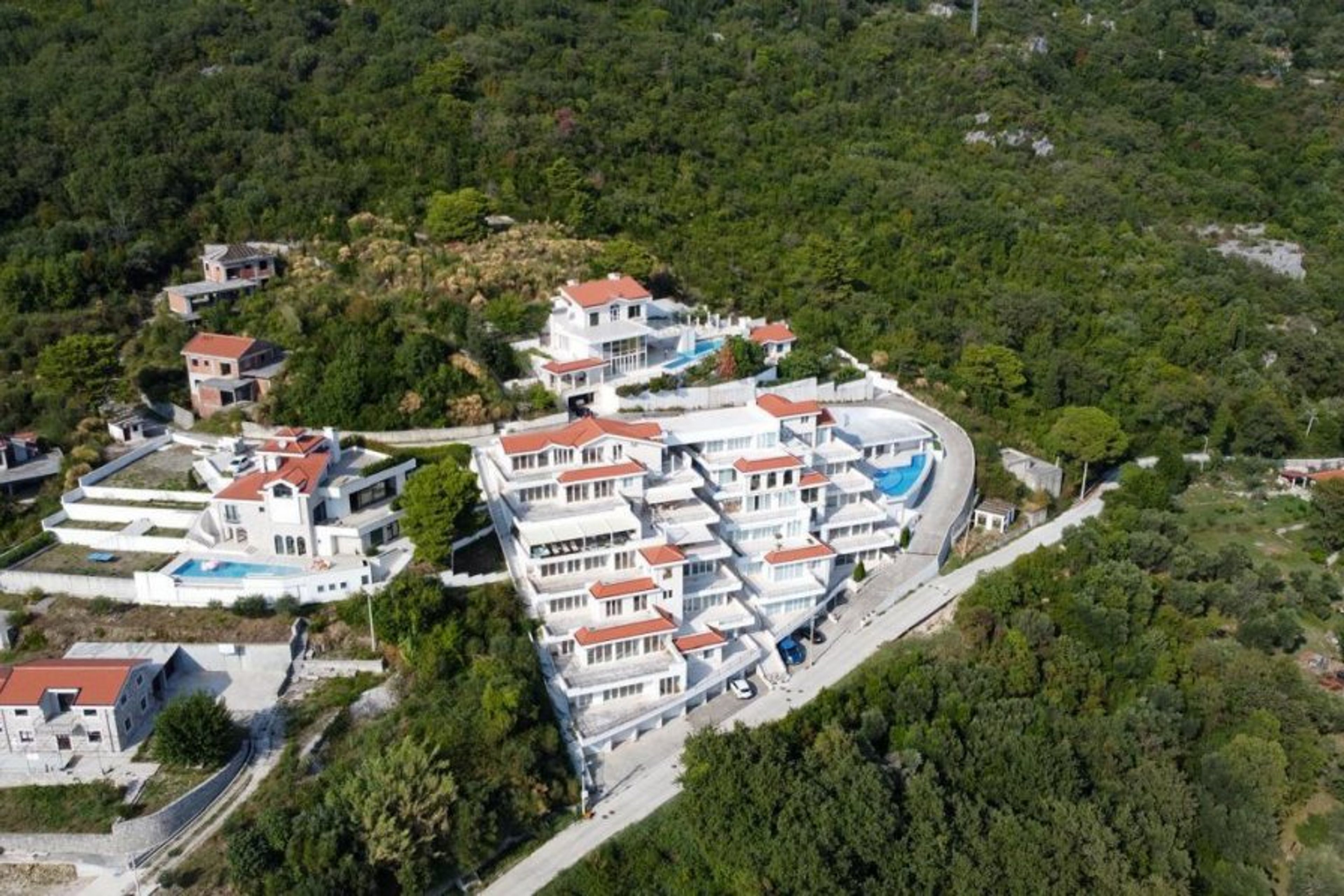Drone photo from above (Villa Mariia is at the top)