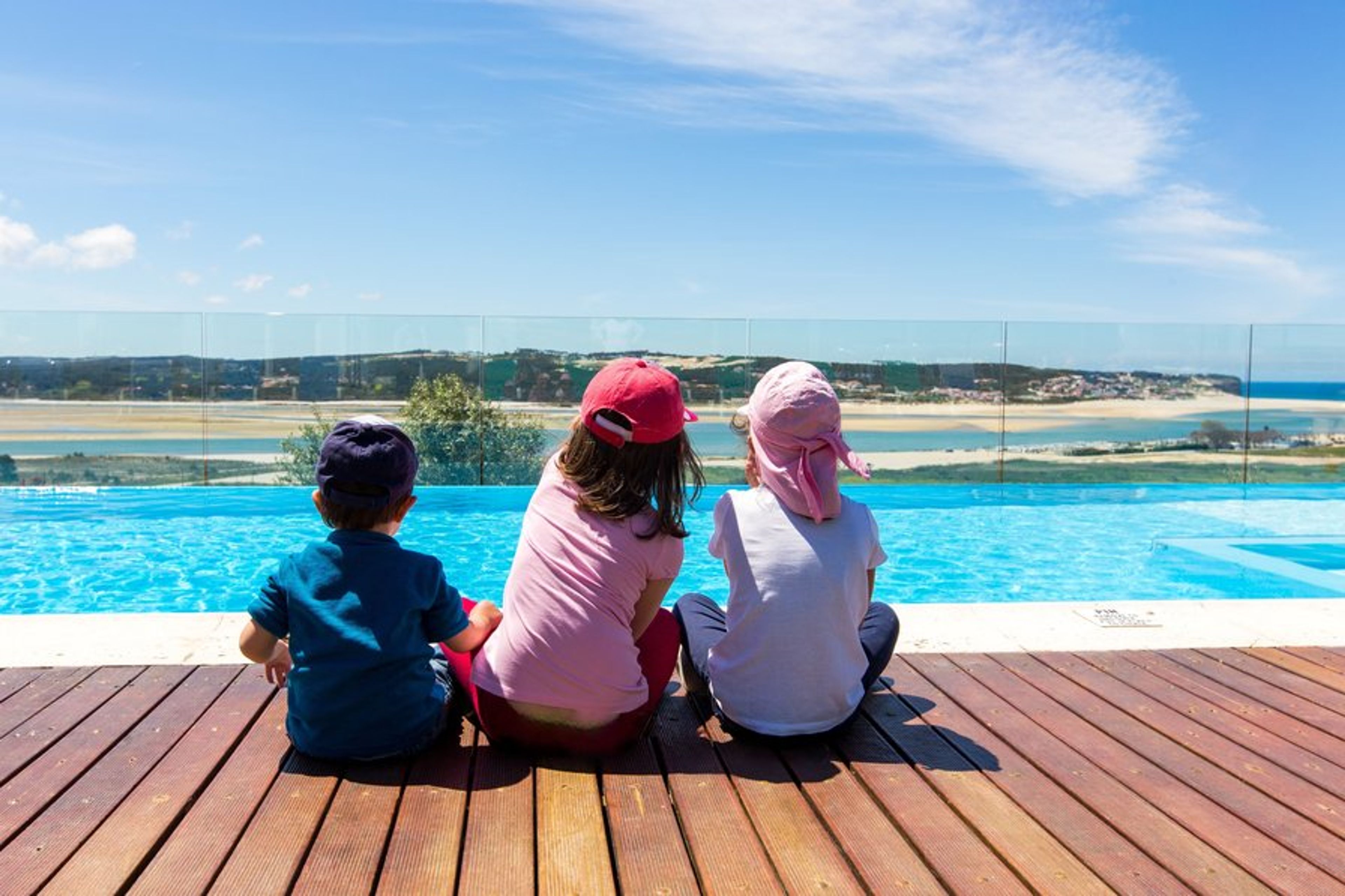 Swim in a heated pool looking out to gorgeous views.