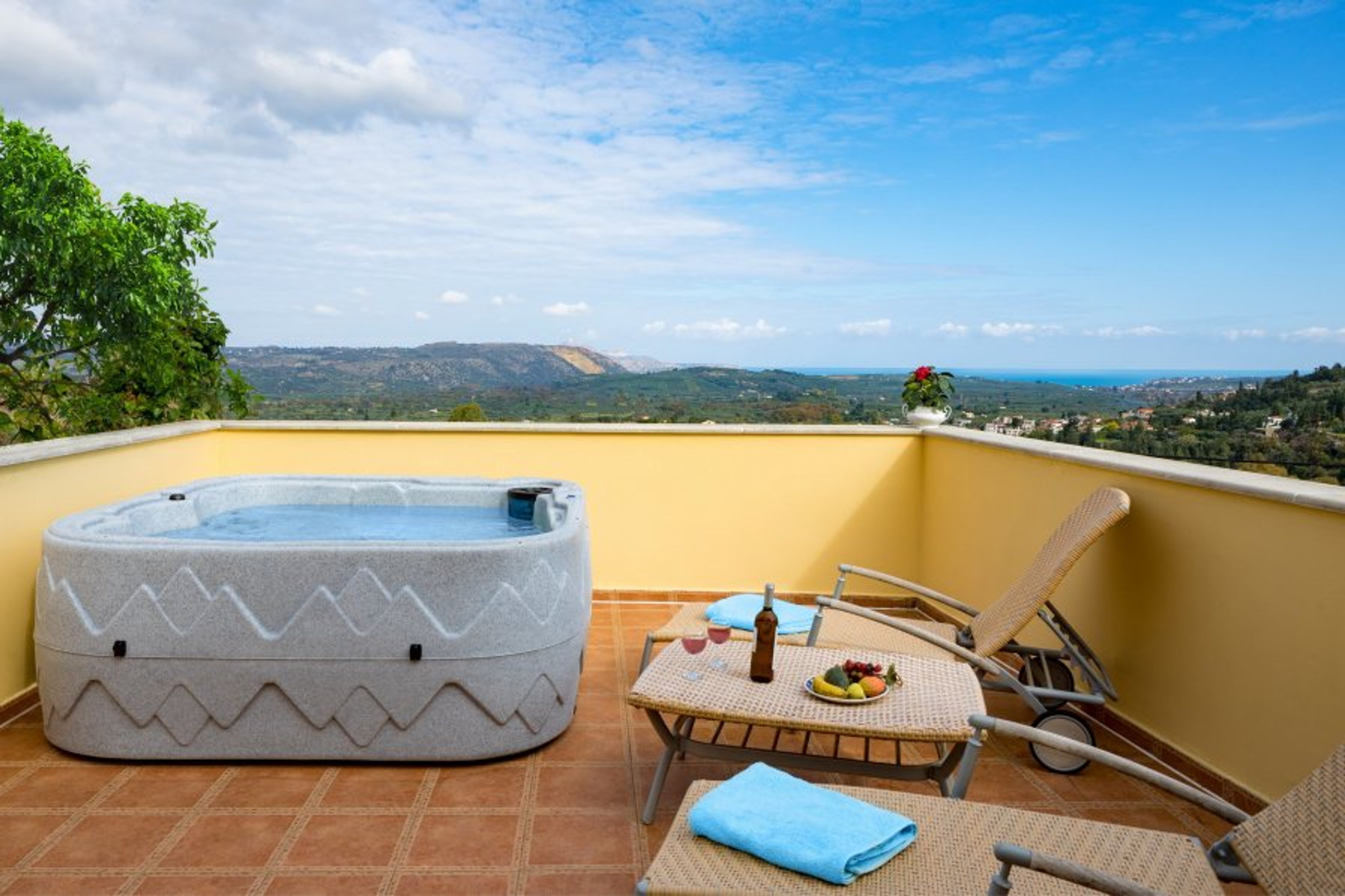private heated jacuzzi on the terrace with amazing view