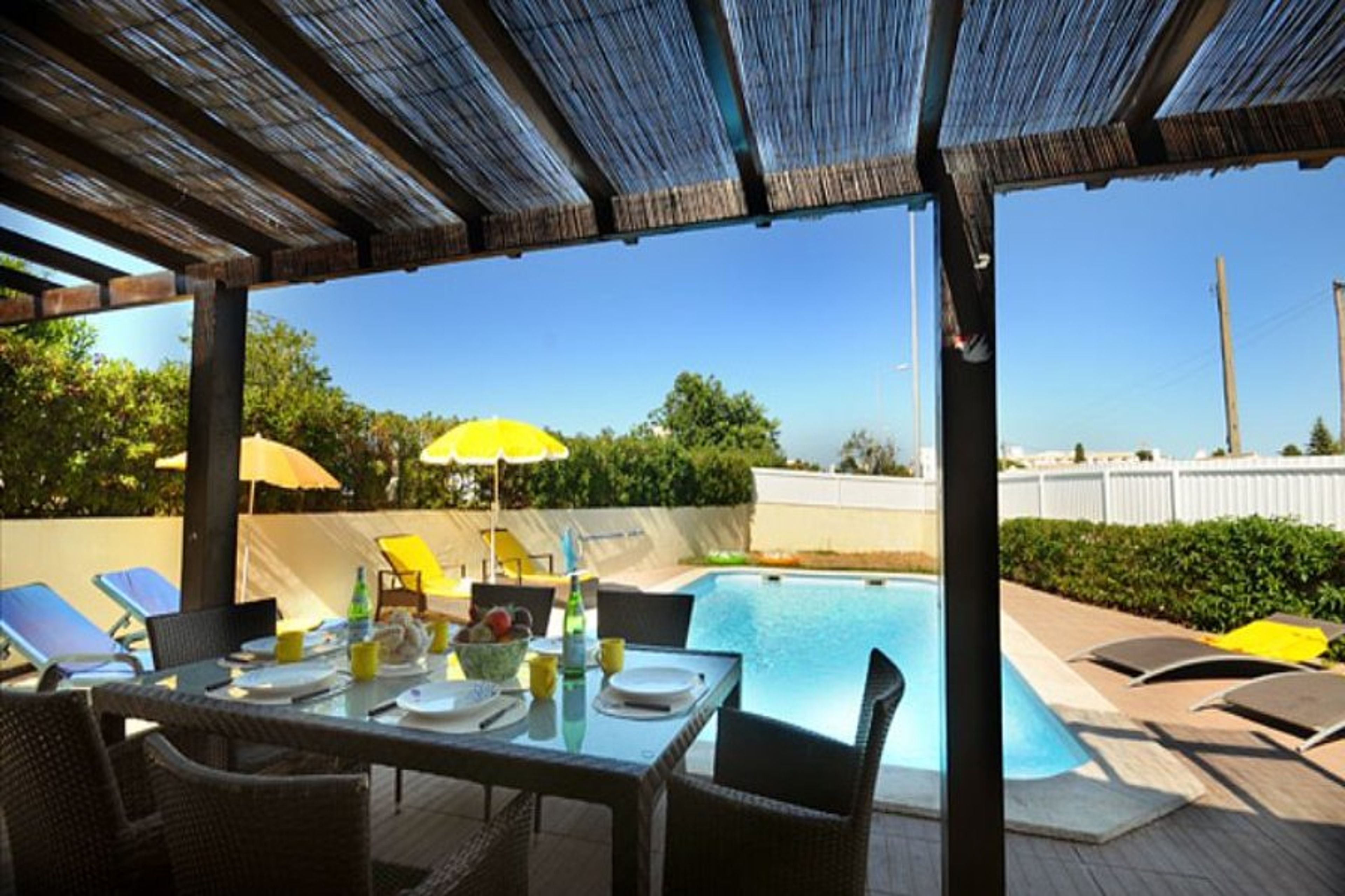 outside dining area is shaded