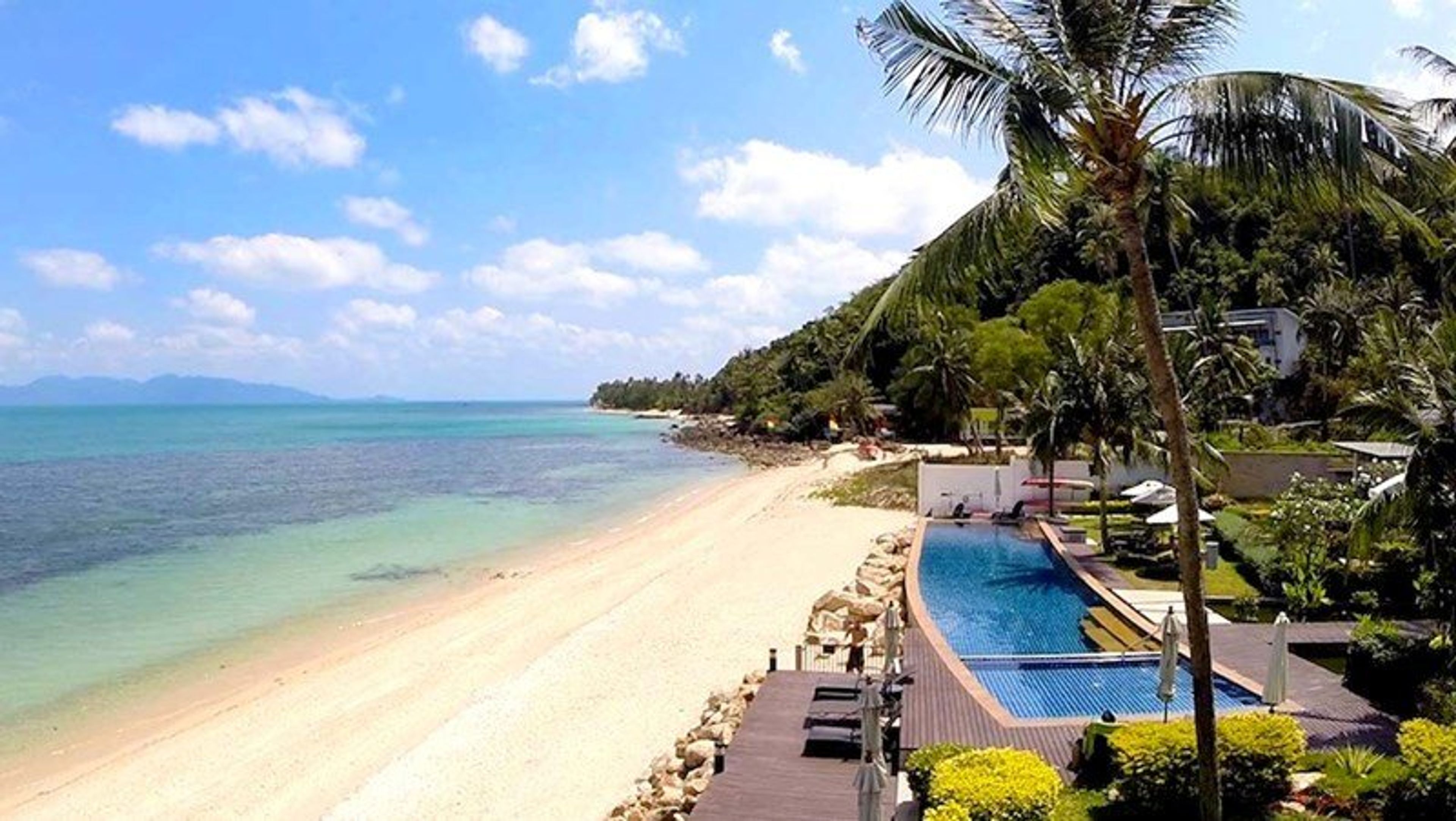 Secluded beach and resort pool are just a minute's walk away