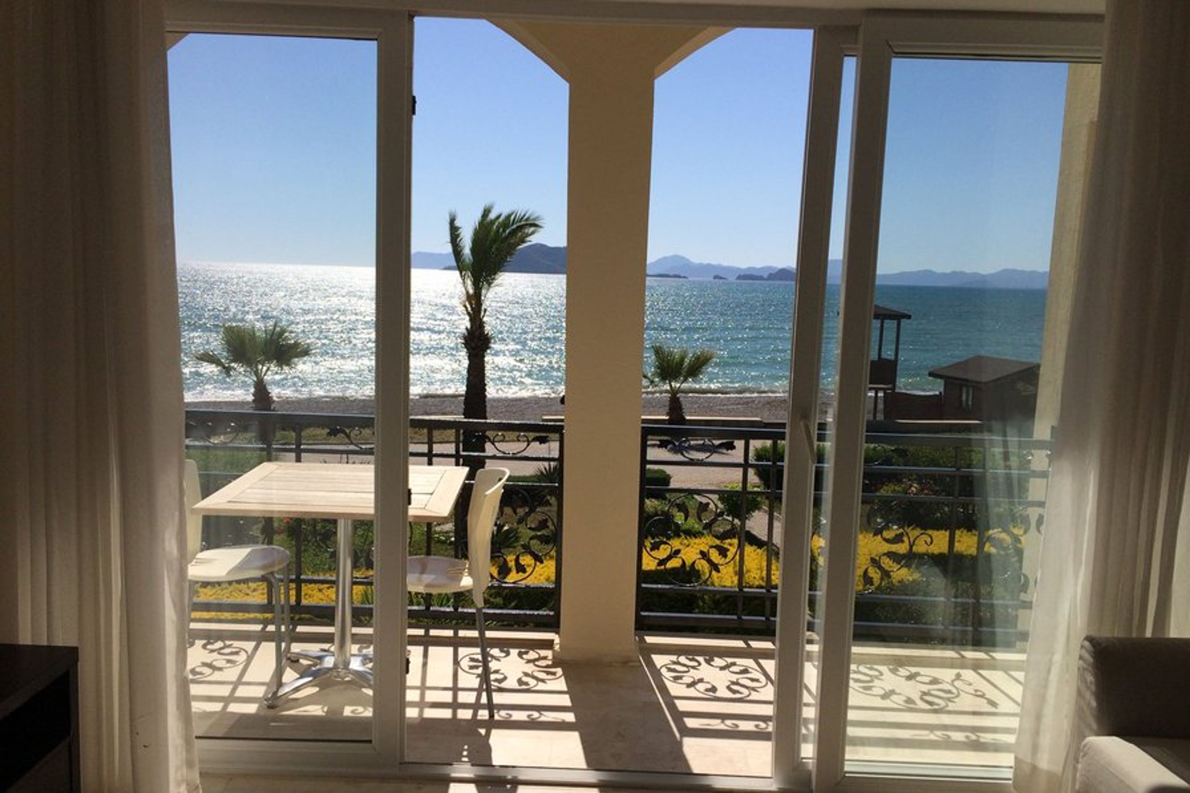 A7 views from inside living room looking out to balcony