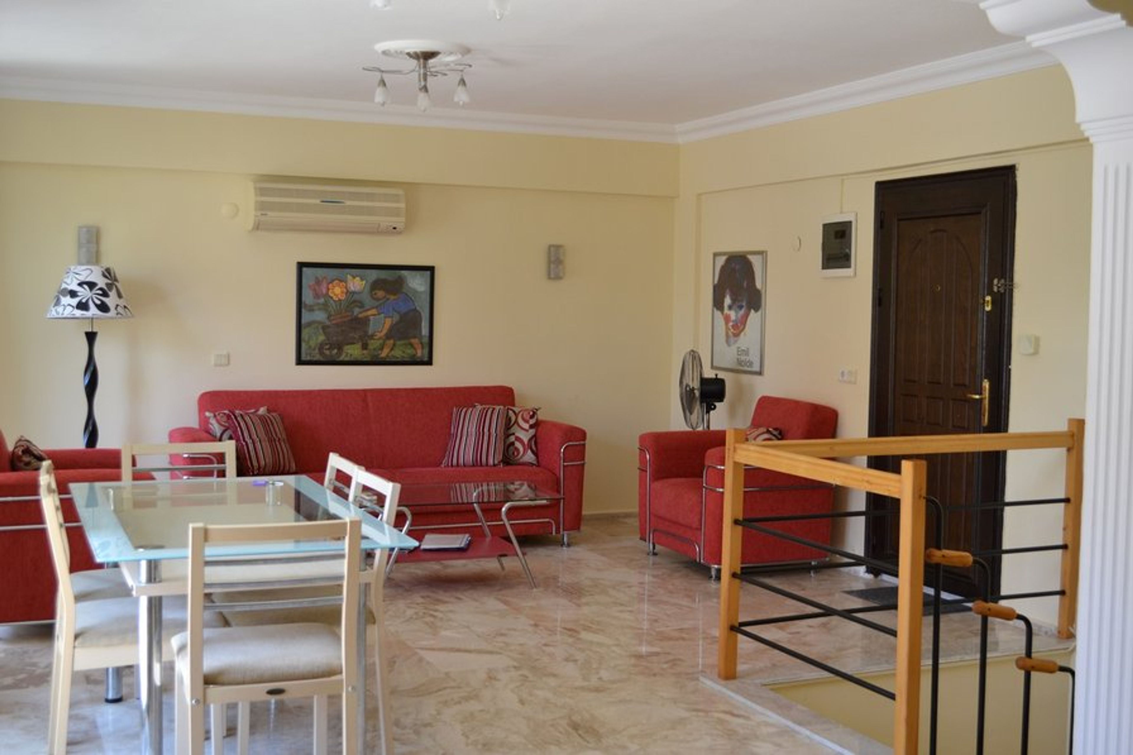 Open plan living room with air conditioning