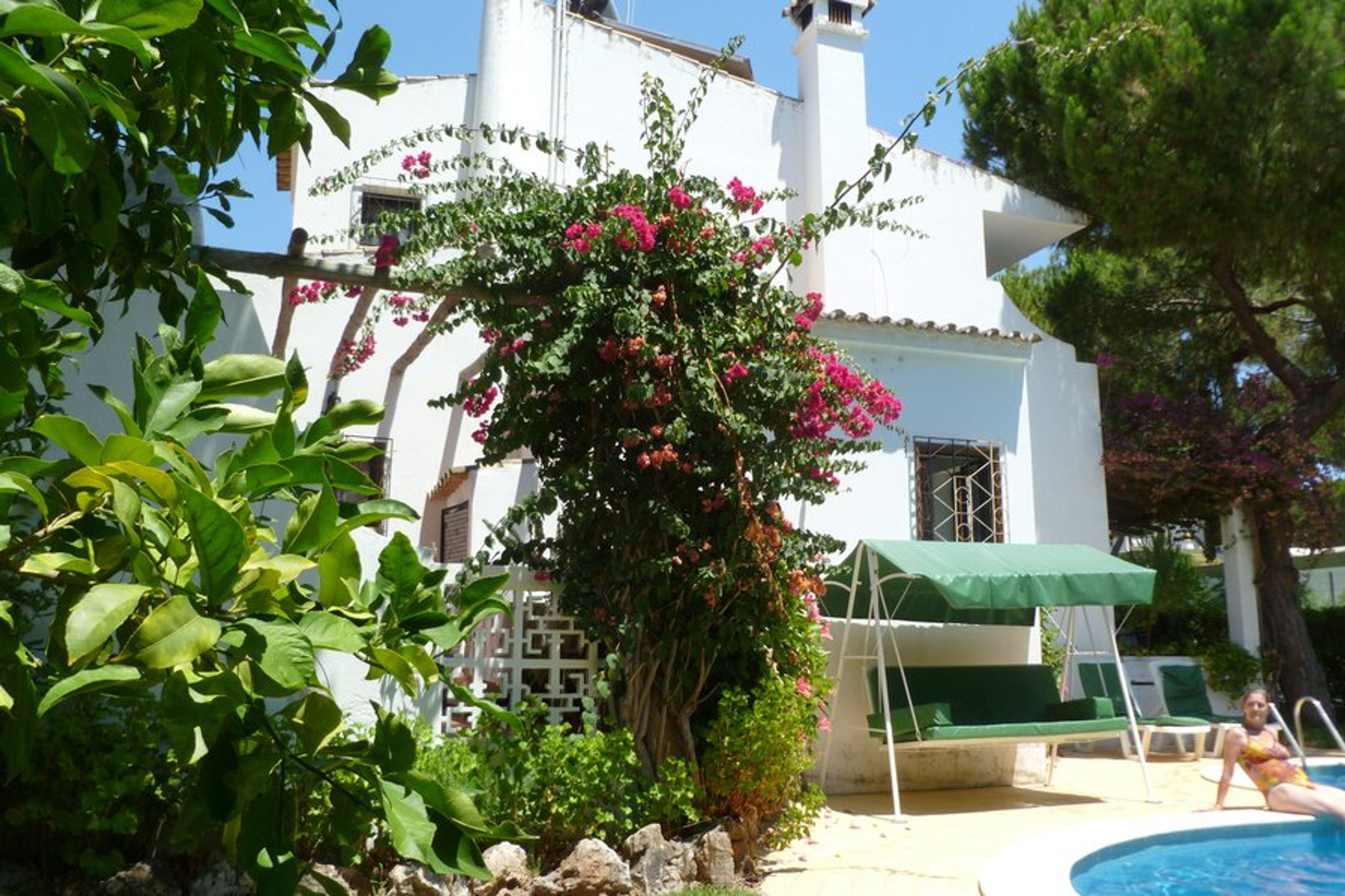 By the swimming pool!