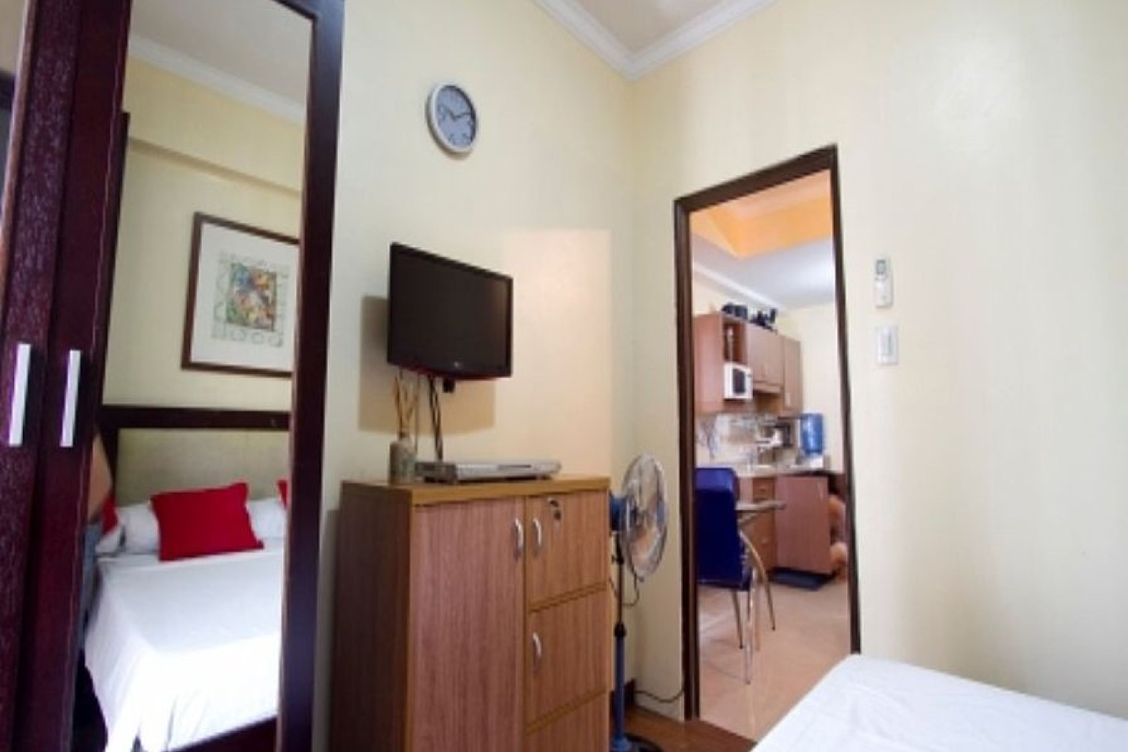 Flat screen TV and cabinets