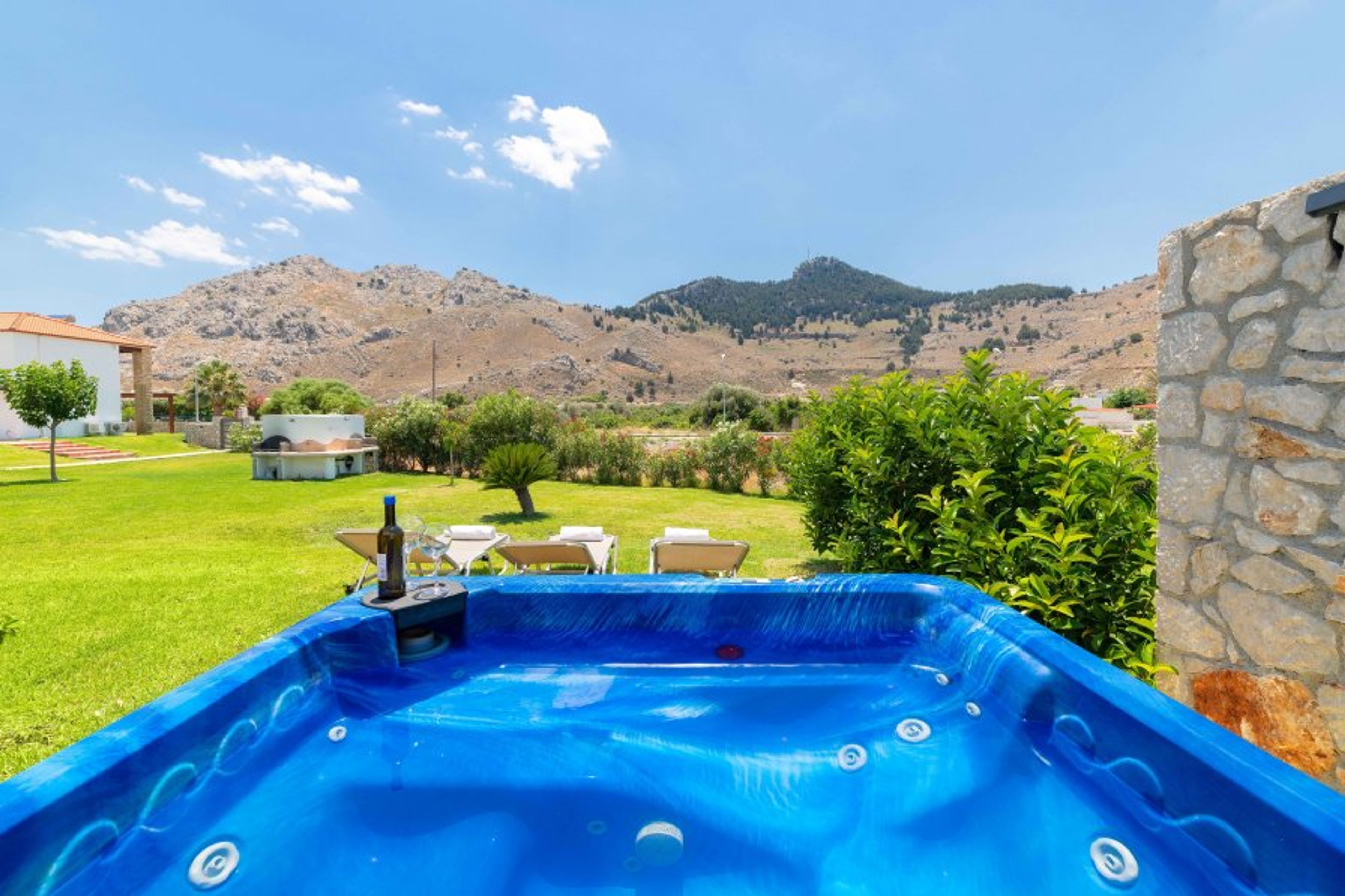 Private jacuzzi on your patio with mountains views