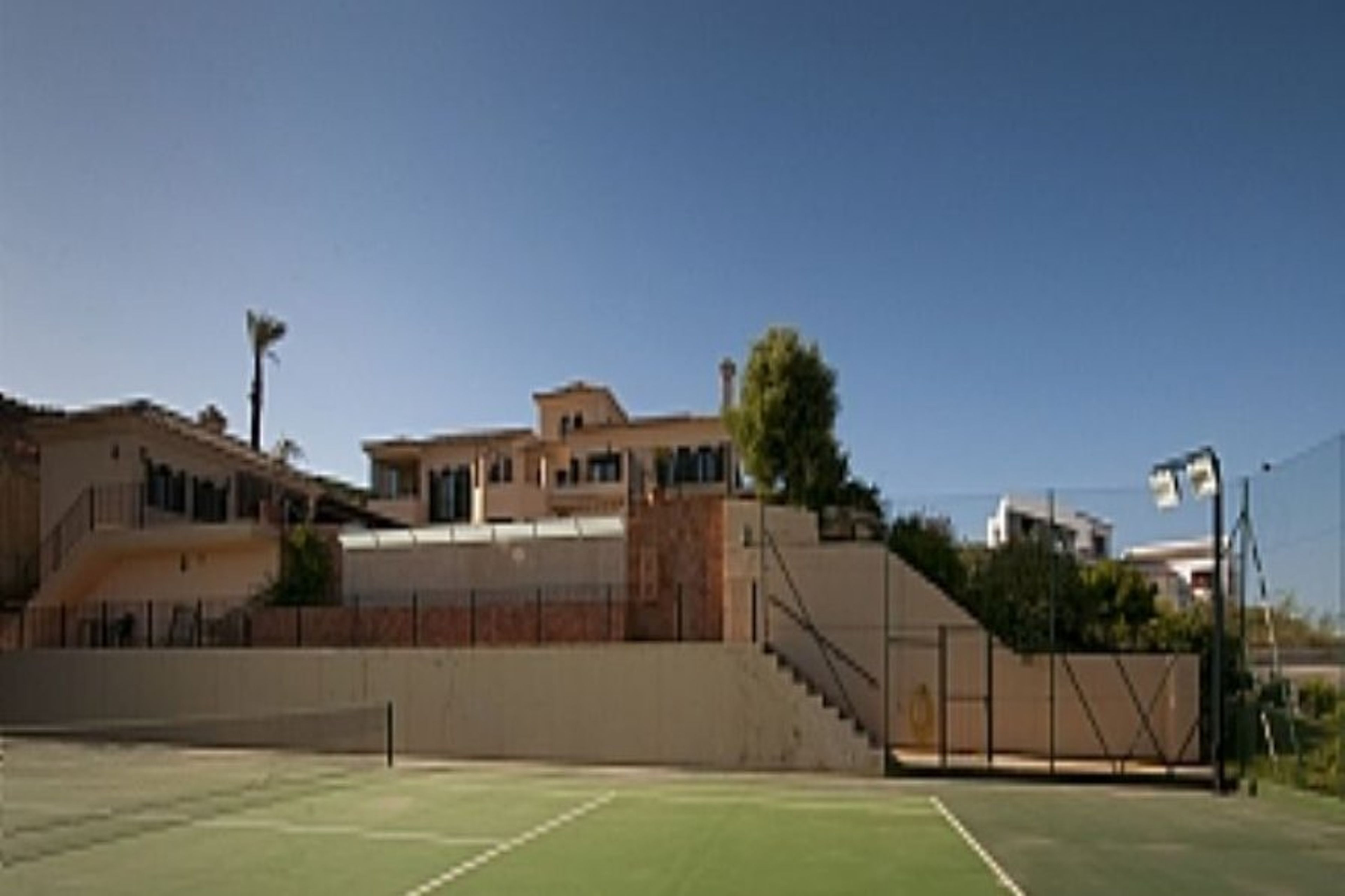 Exterior with tennis court