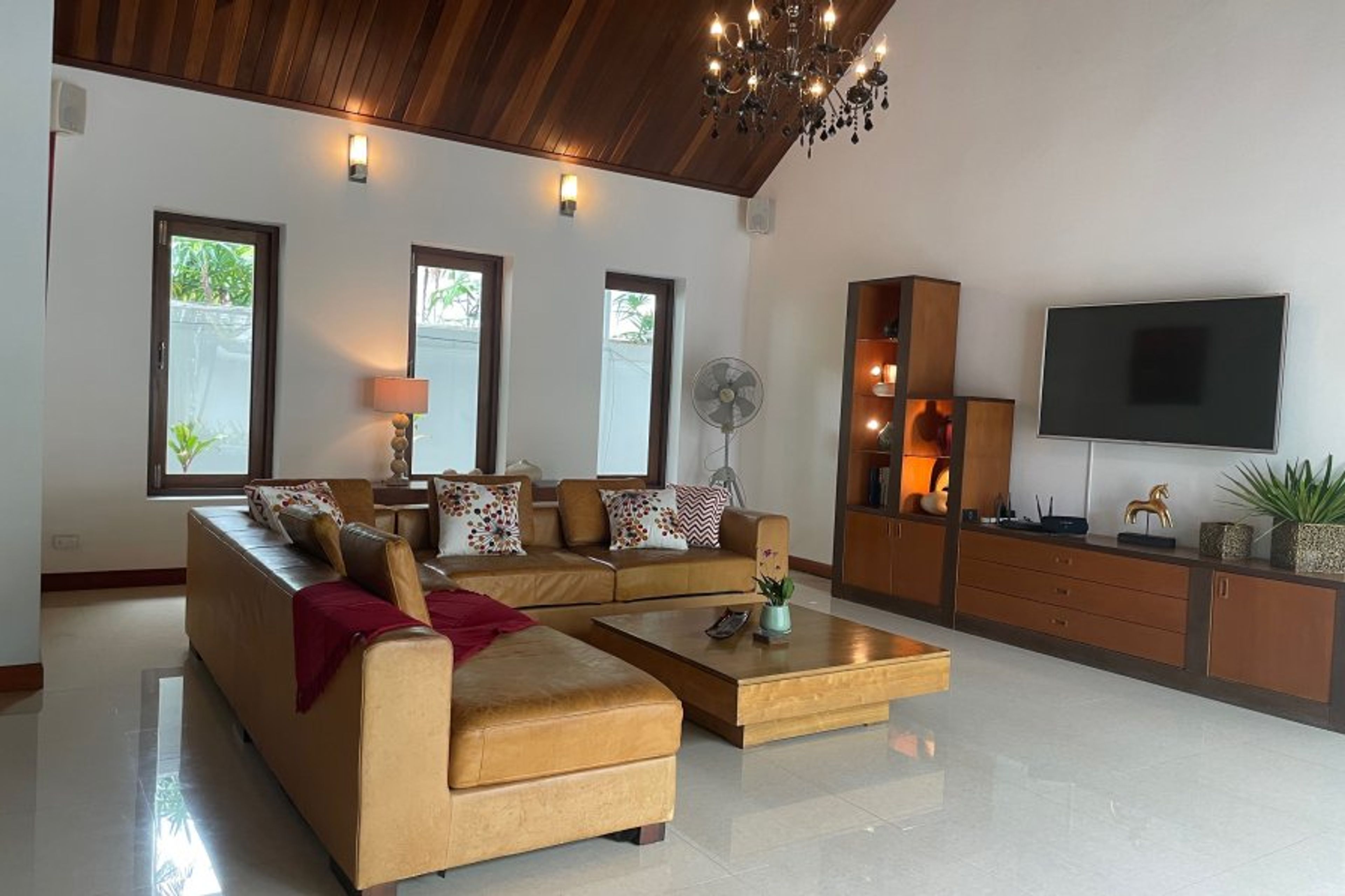 The Living Room, bright and spacious with vaulted ceilings.