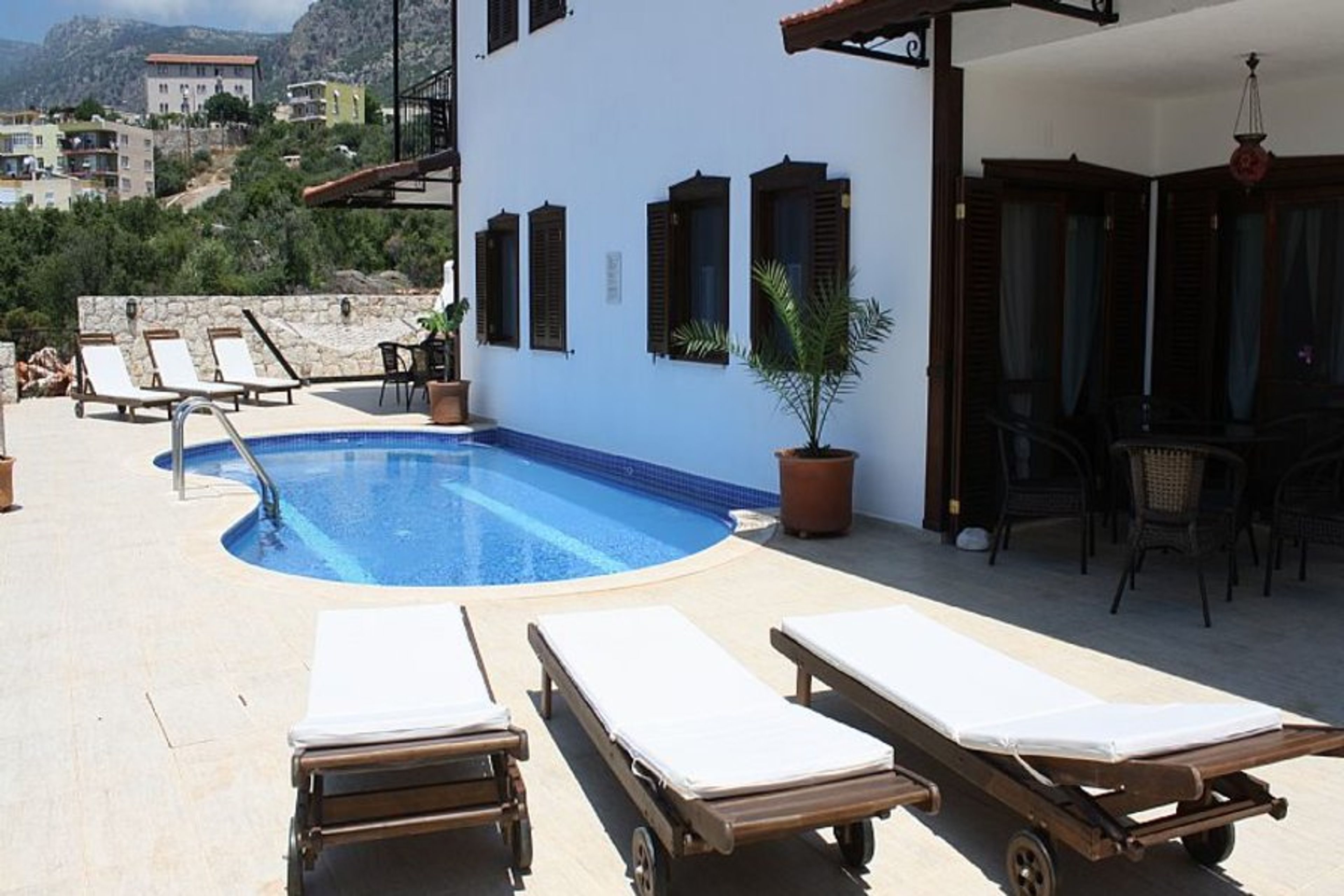 Pool, Terrace, deckchairs
