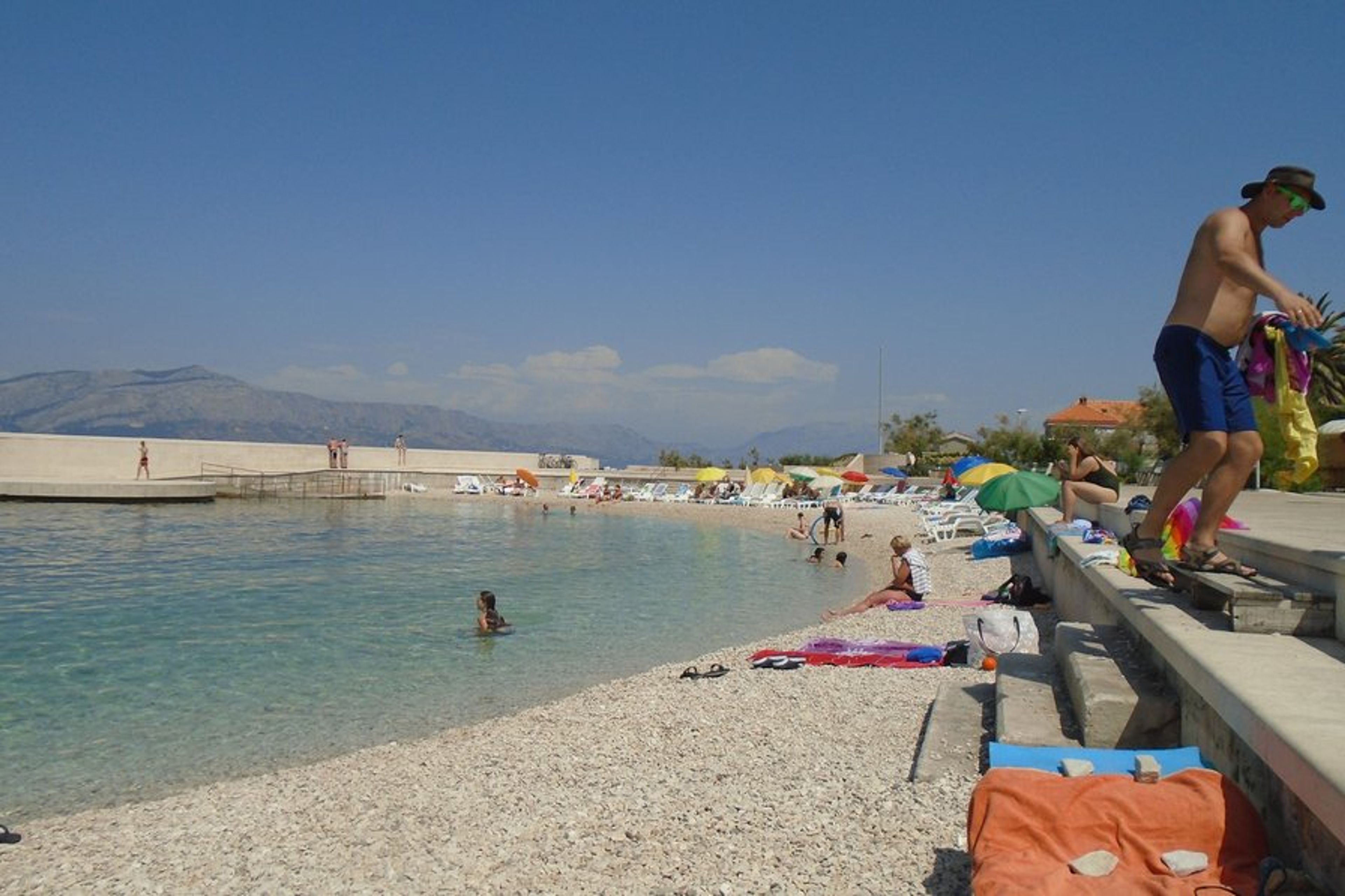 Town Beach and Solarium, Postira [open to sea, 3 minutes from house].